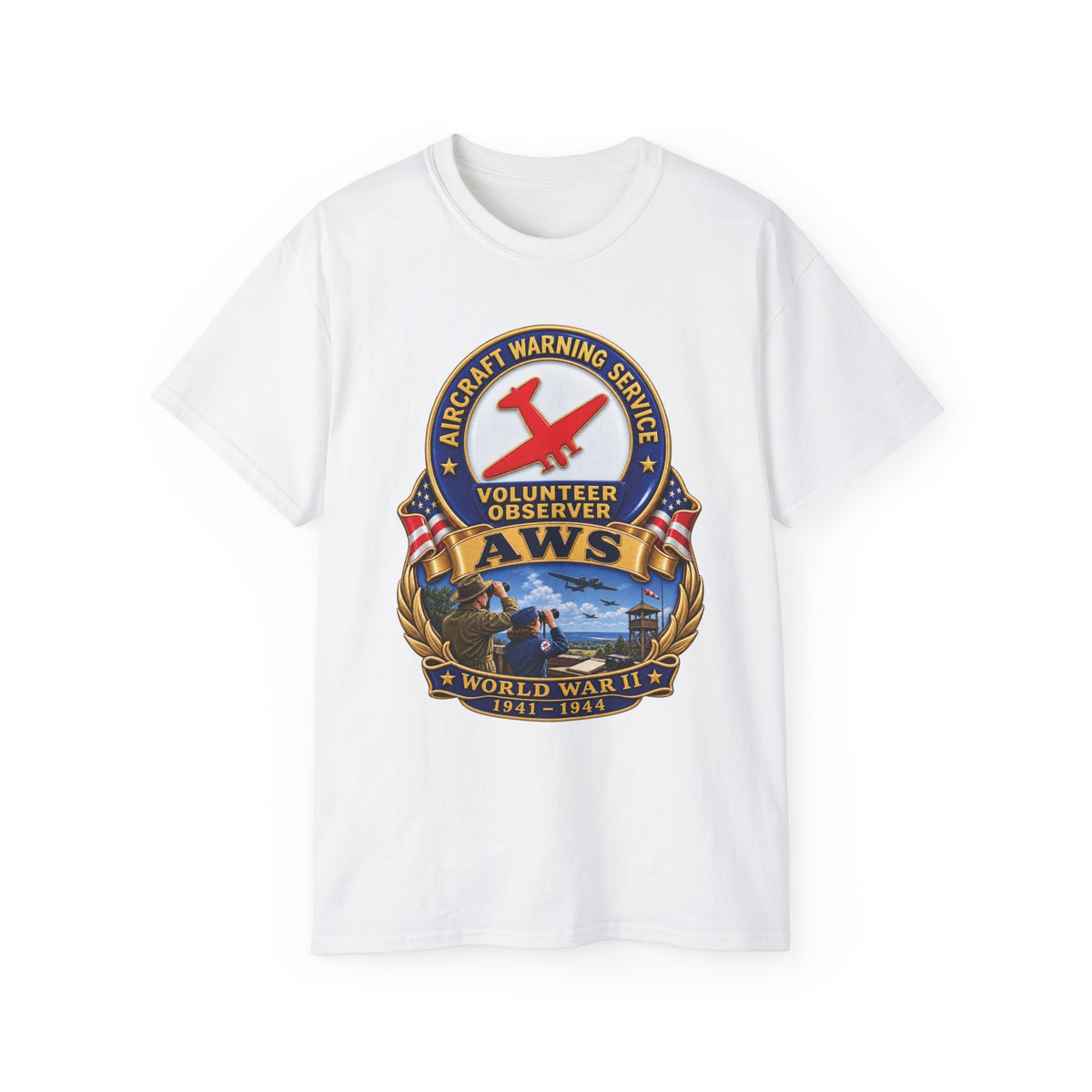 Unisex Ultra Cotton Tee - Aircraft Warning Service (AWS) WWII - 3D - Enhanced