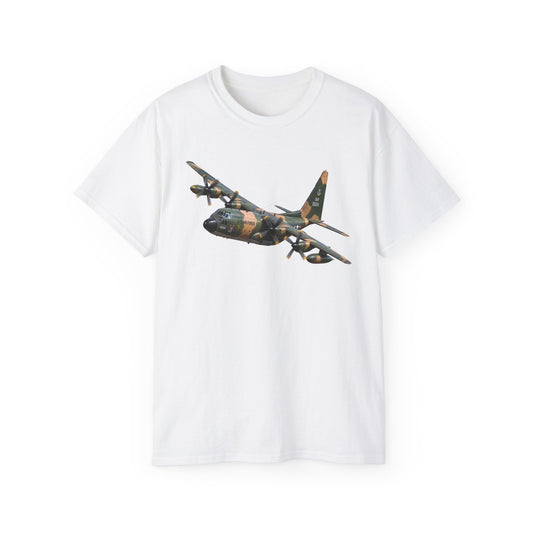 Unisex Ultra Cotton Tee - C-130  Aircraft - Camo - Steep Left Bank Climbing Turn