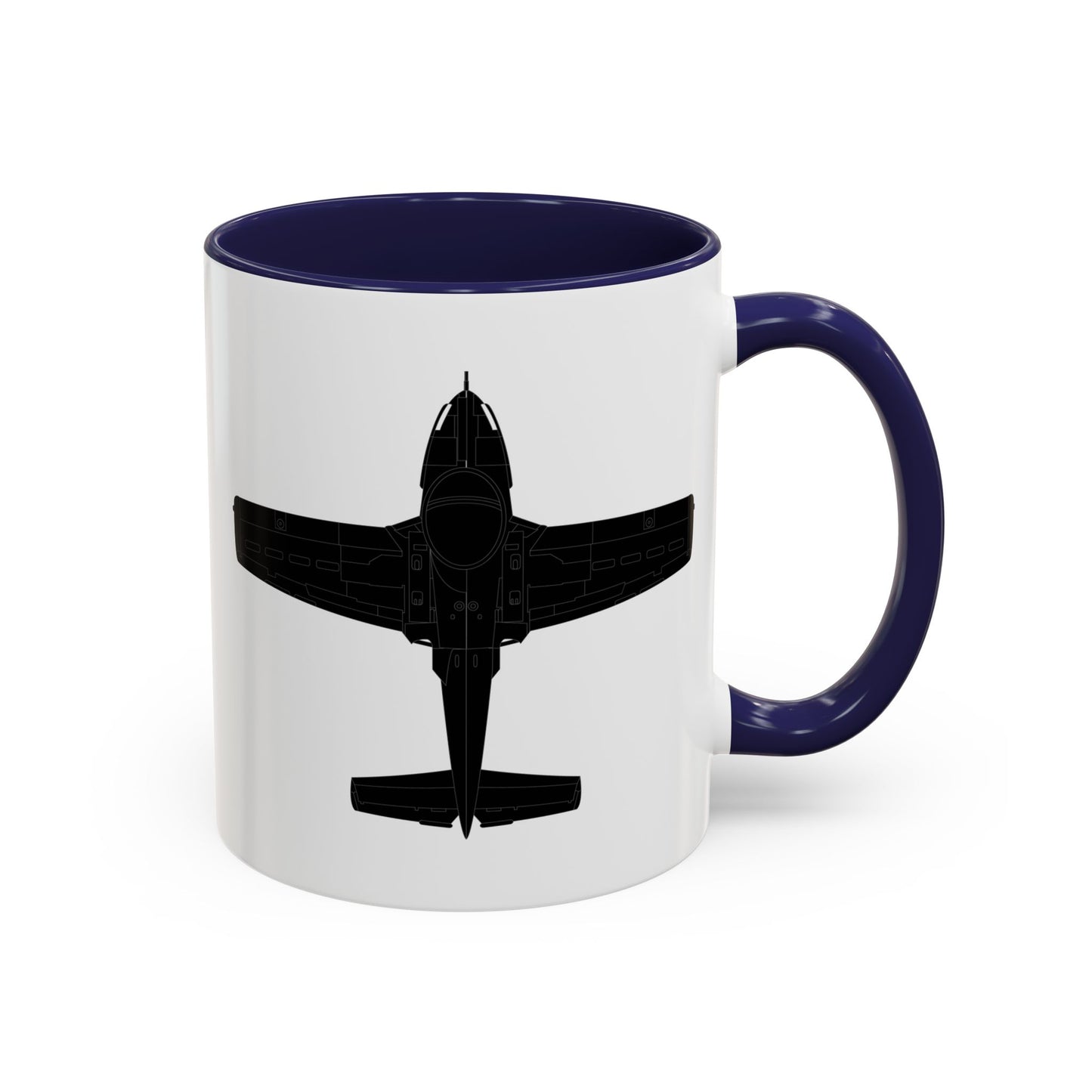 Accent Coffee Mug (11oz & 15oz) - Aircraft - T-37-Trainer - Top - Black - Metal X 300