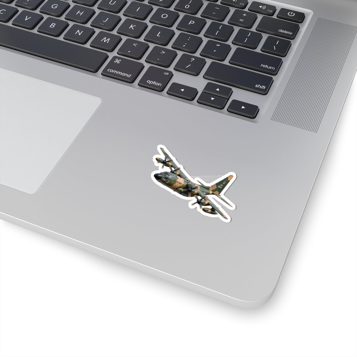 Kiss-Cut Stickers - C-130  Aircraft - Camo - Steep Left Bank Climbing Turn