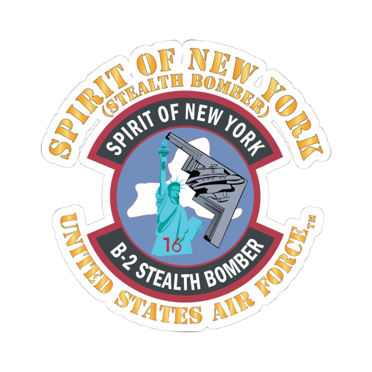 Kiss-Cut Stickers - USAF - B2 - Spirit of New York - Stealth Bomber X 300