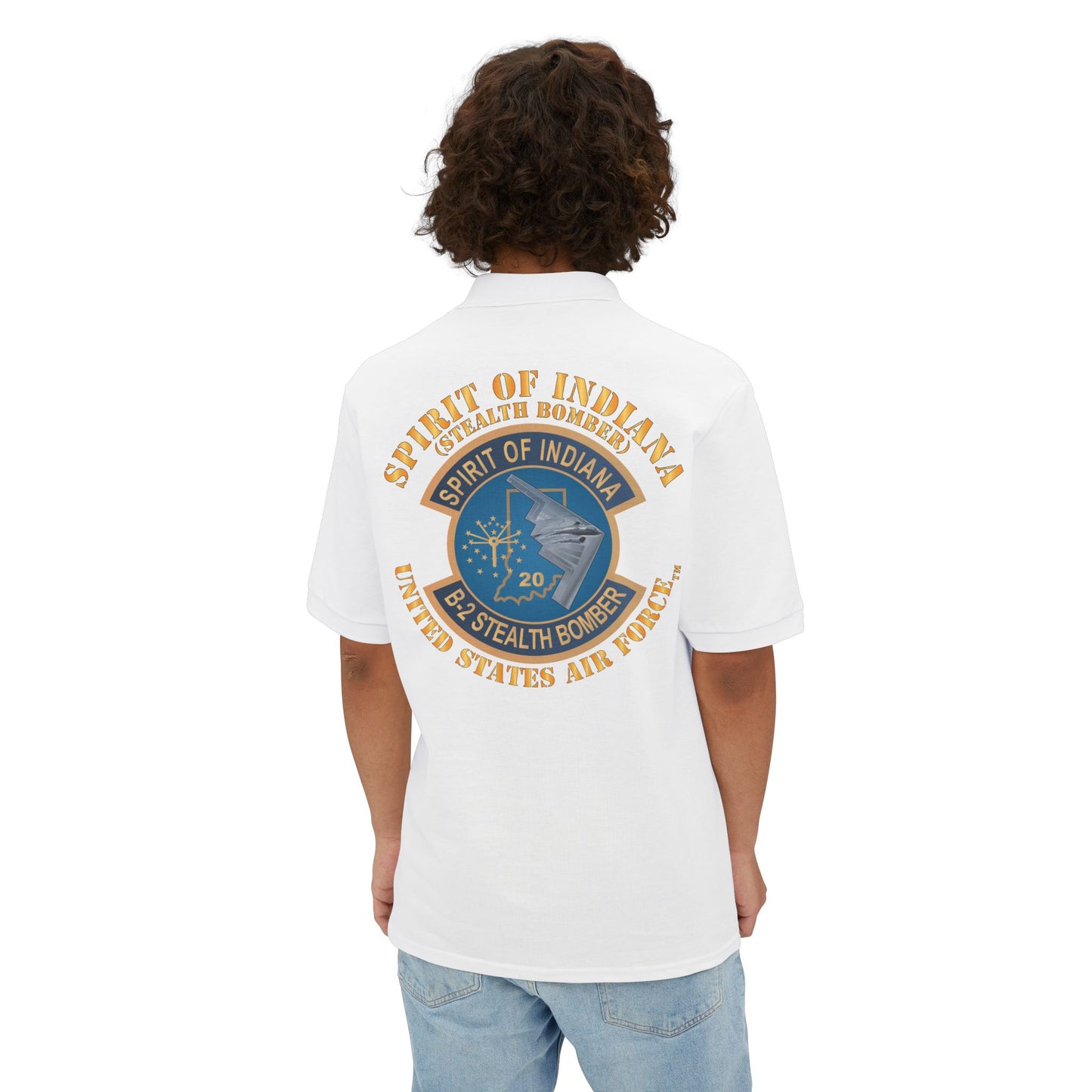 Men's Piqué Polo - USAF - B2 - Spirit of Indiana - Stealth Bomber X 300