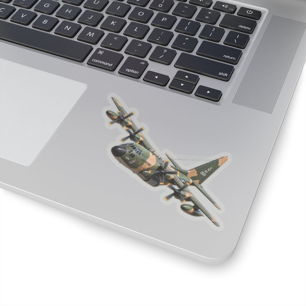 Kiss-Cut Stickers - C-130  Aircraft - Camo - Landing - Hard Left Bank