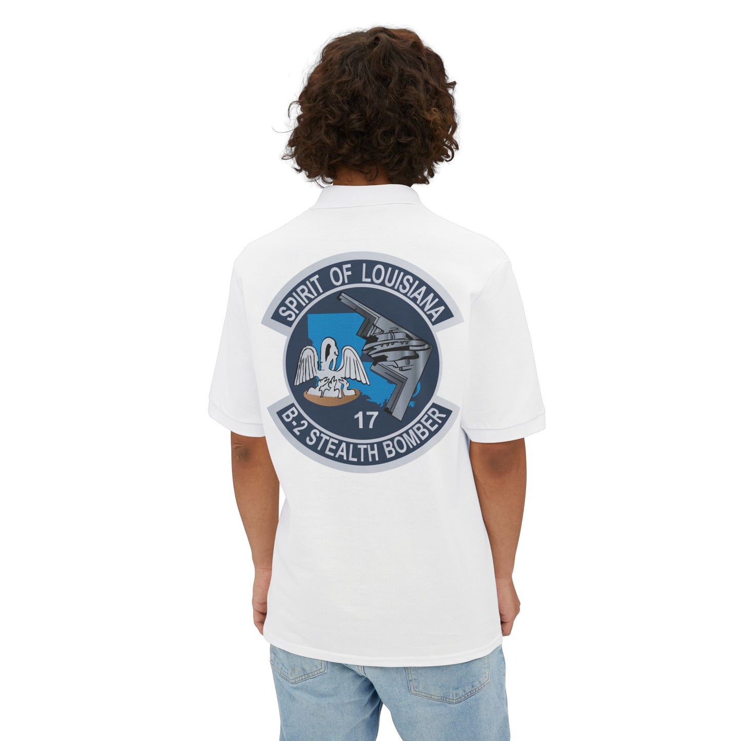 Men's Piqué Polo - USAF - B2 - Spirit of Louisiana - Stealth Bomber X 300