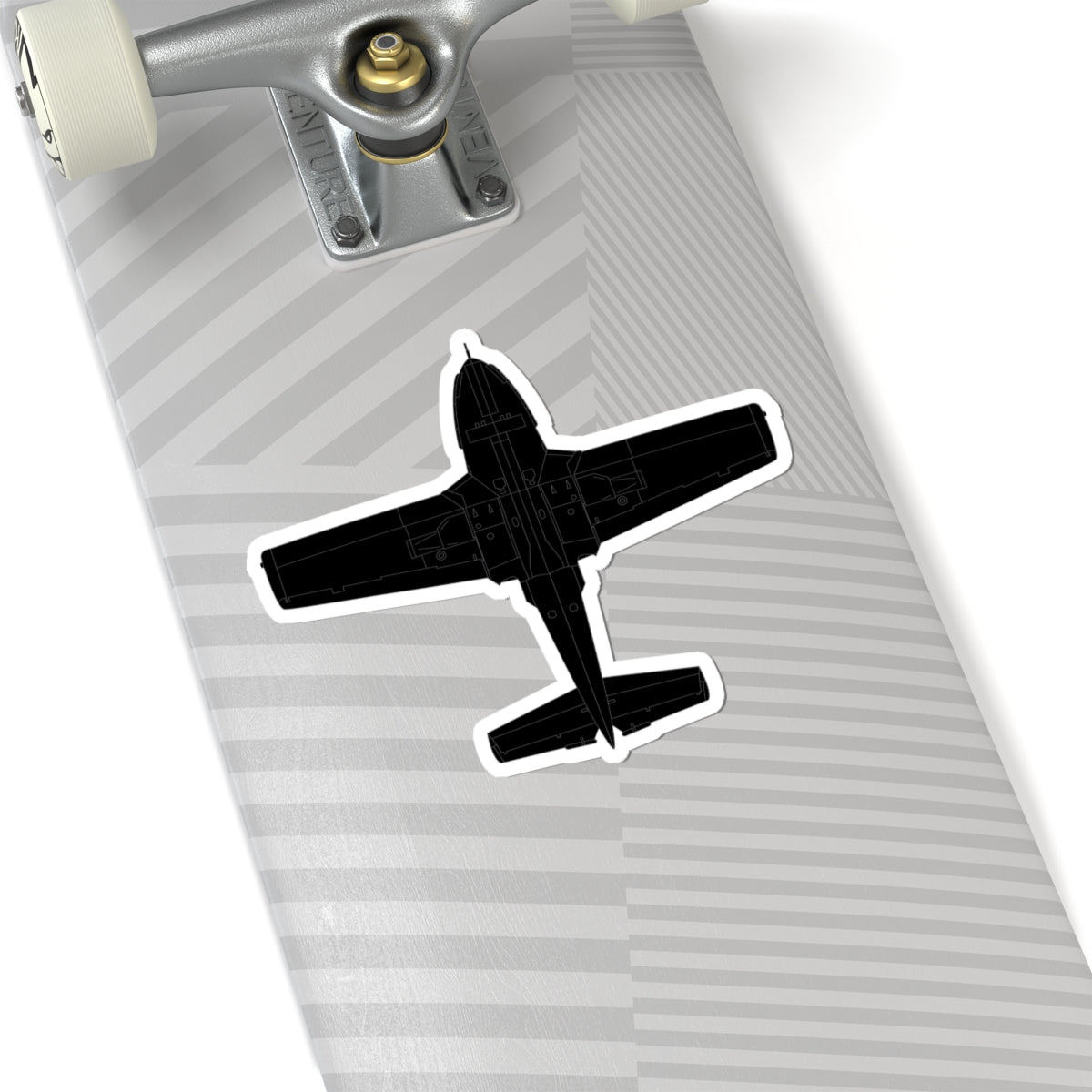 Kiss-Cut Stickers - Aircraft - T-37-Trainer - Bottom - Black - Metal X 300