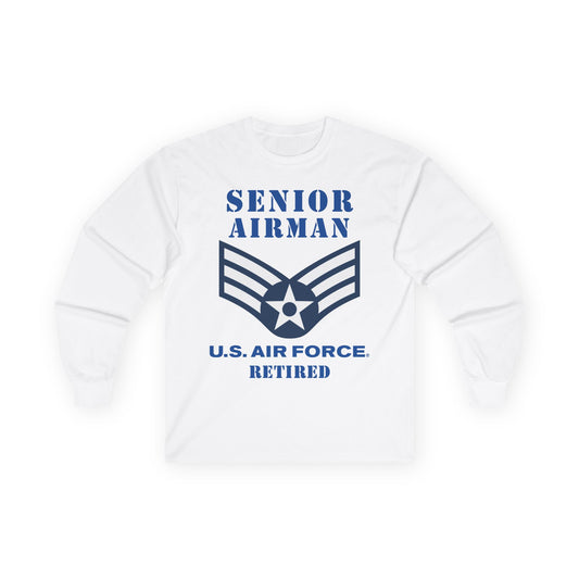 Unisex Ultra Cotton Long Sleeve Tee - USAF - Senior Airman (E4) - 2020 - Retired