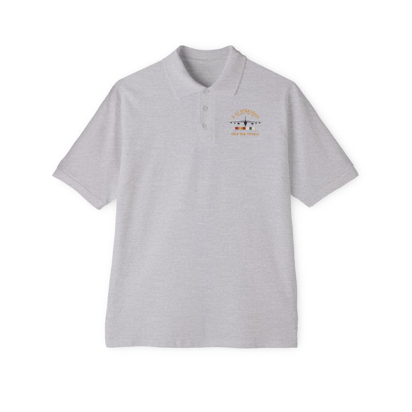 Men's Piqué Polo - USAF - B-47 Stratojet - Ready to Go - Silhouette - Cold War Veteran X 300