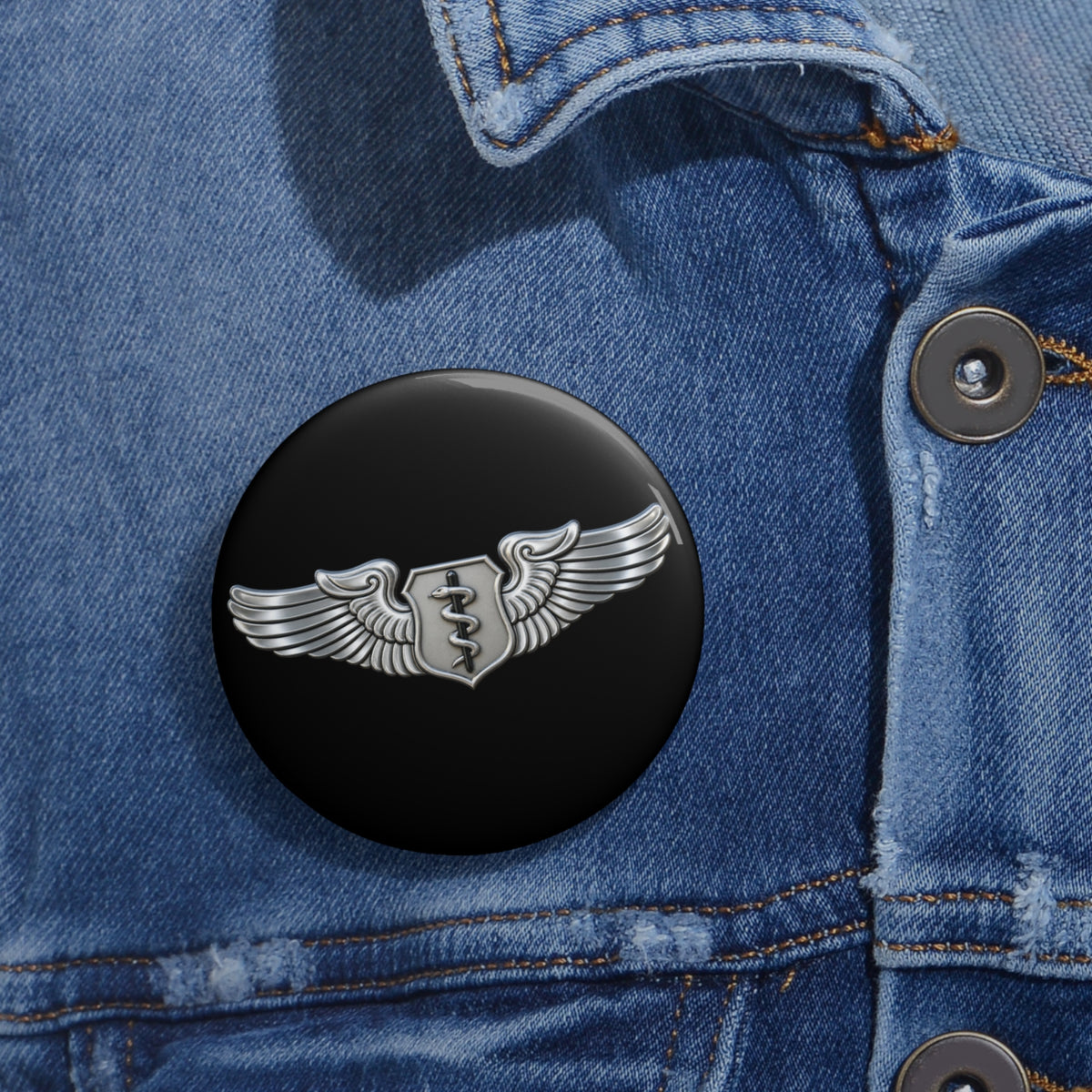 Custom Pin Button - USAF - Flight Surgeon Badge wo txt - 3D - Enhanced