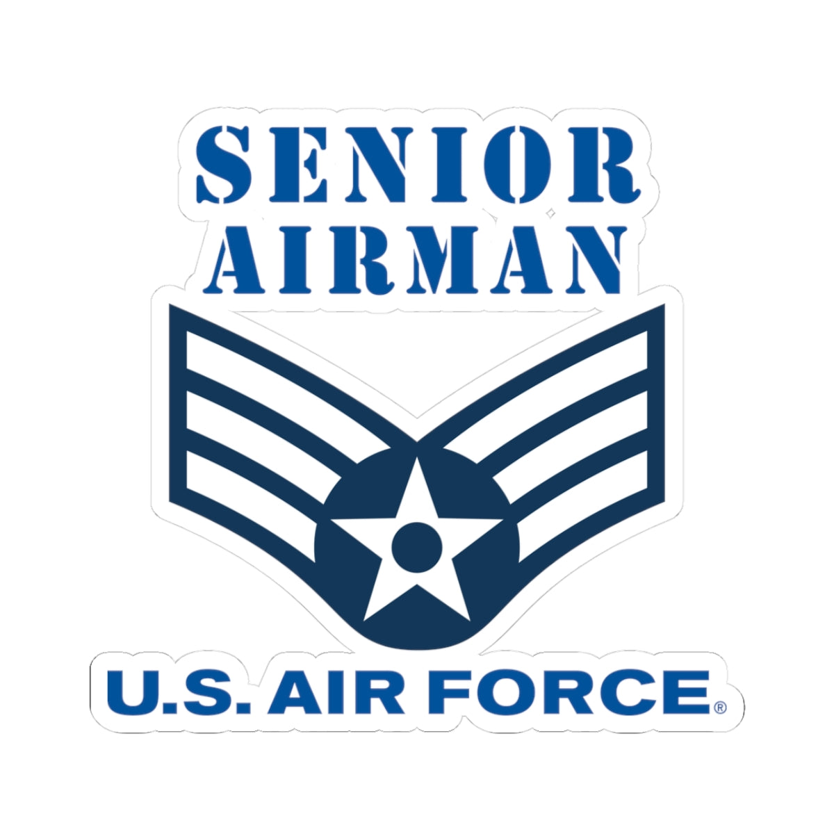 Kiss-Cut Stickers - USAF - Senior Airman (E4) - 2020 - US Air Force w Text X 300