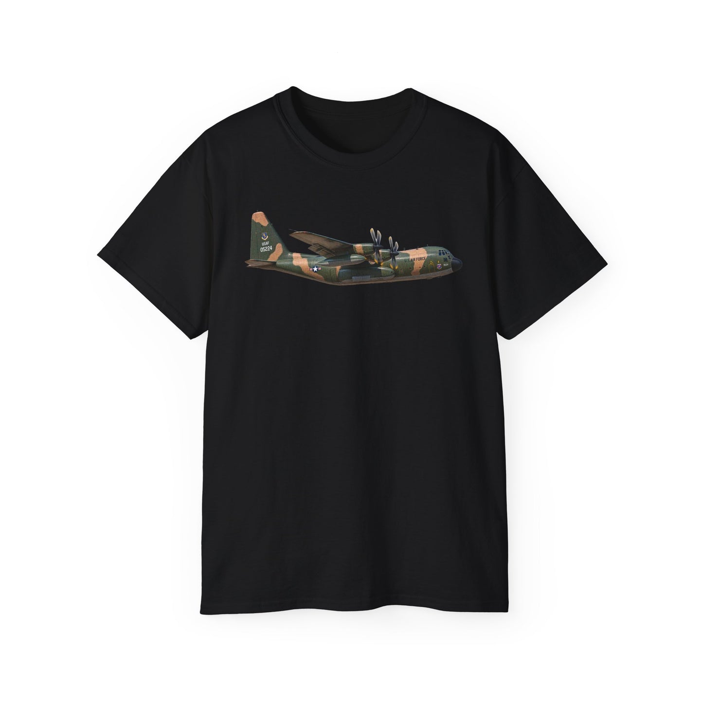 Unisex Ultra Cotton Tee - C-130  Aircraft - Camo - Right Side