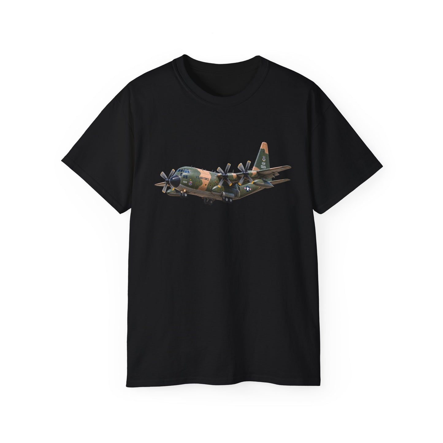 Unisex Ultra Cotton Tee - C-130  Aircraft - Camo - Landing - Approach