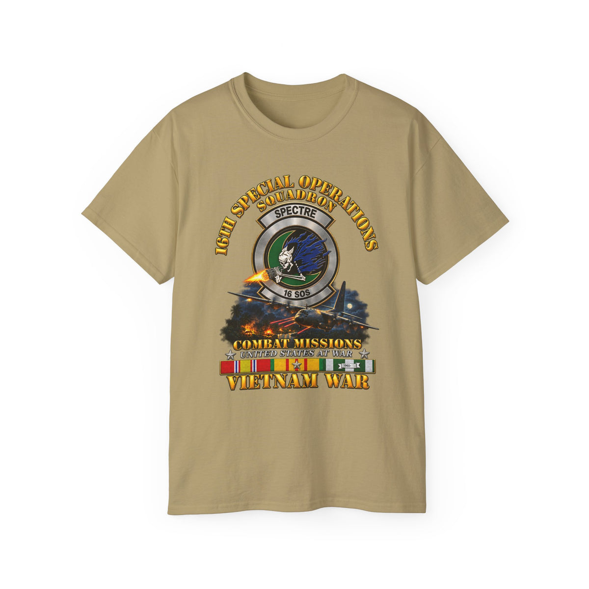 Unisex Ultra Cotton Tee - SOF - 16th SOS - Combat Missions w VN SVC - 3D - Enhanced