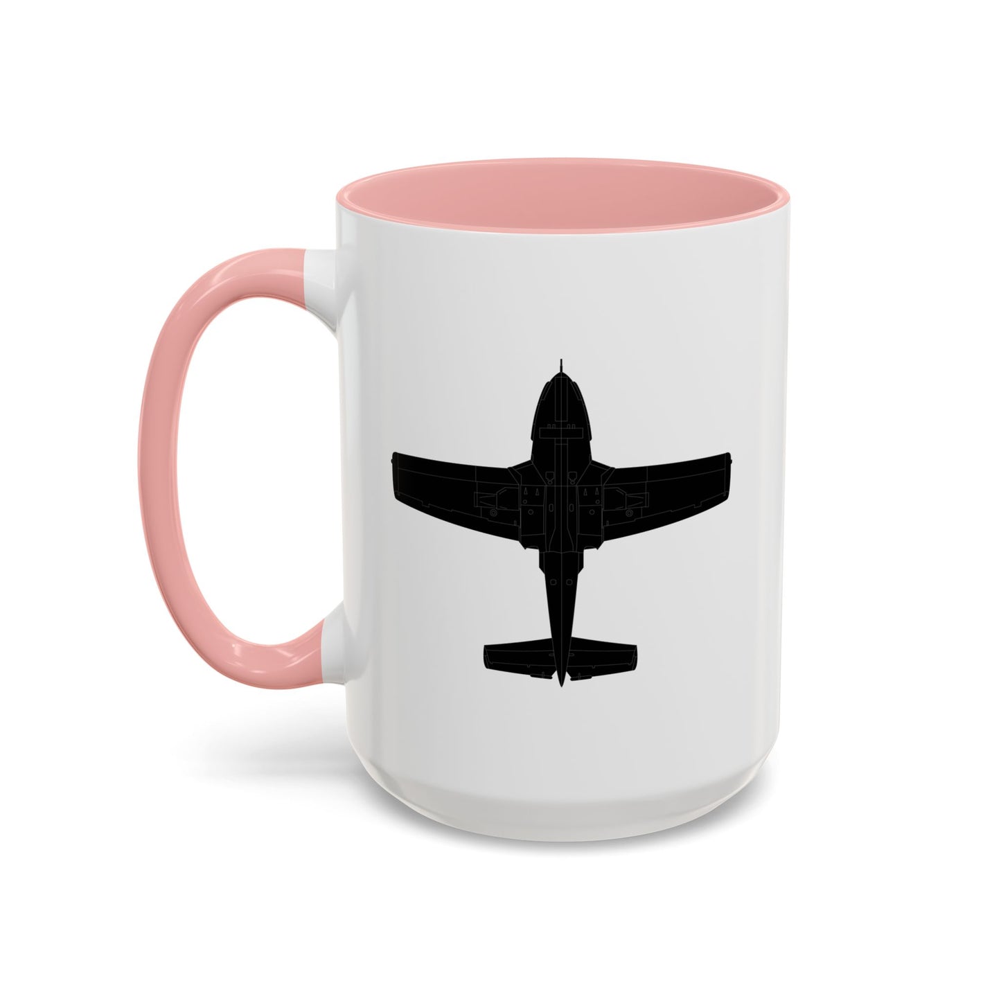 Accent Coffee Mug (11oz & 15oz) - Aircraft - T-37-Trainer - Bottom - Black - Metal X 300