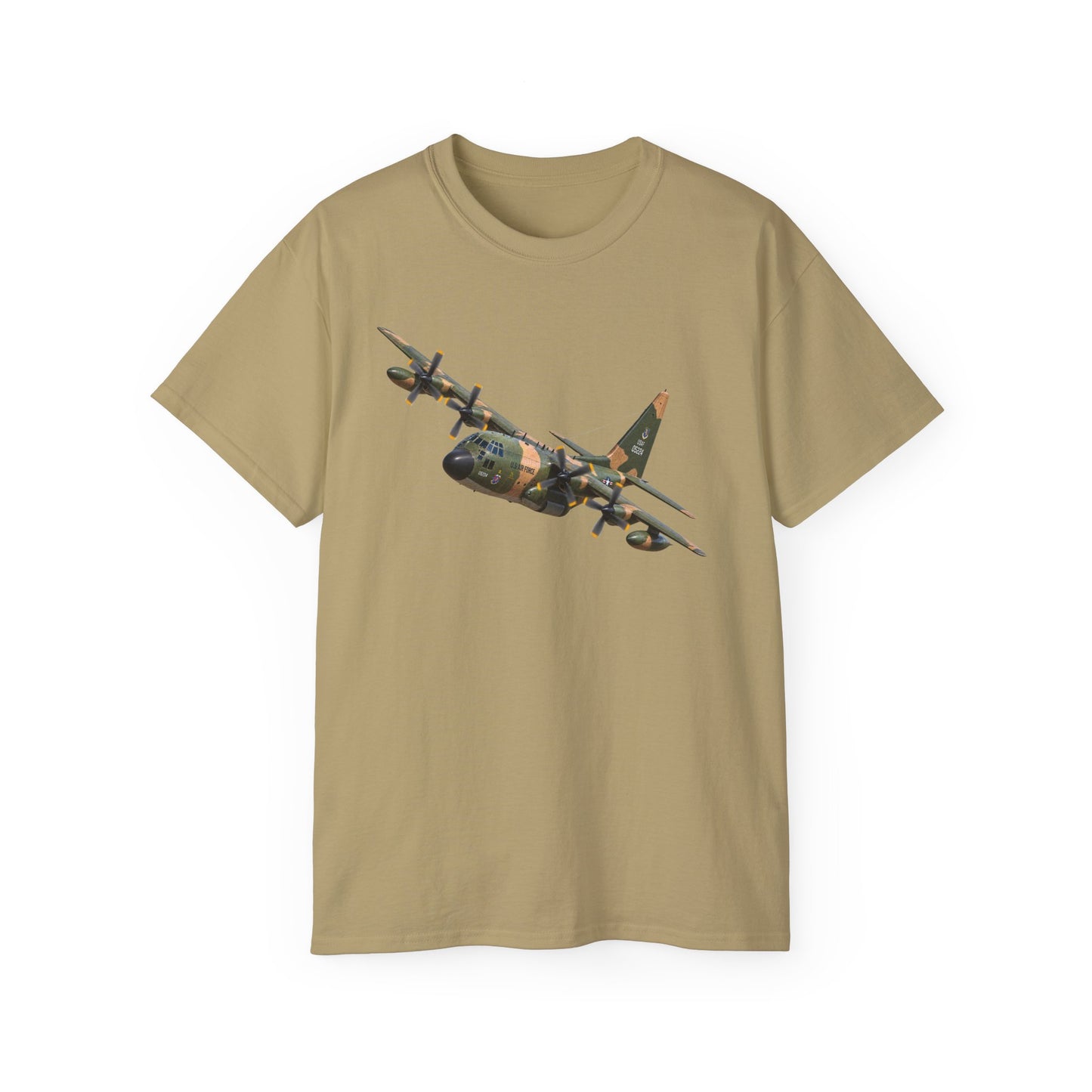 Unisex Ultra Cotton Tee - C-130  Aircraft - Camo - Landing - Hard Left Bank