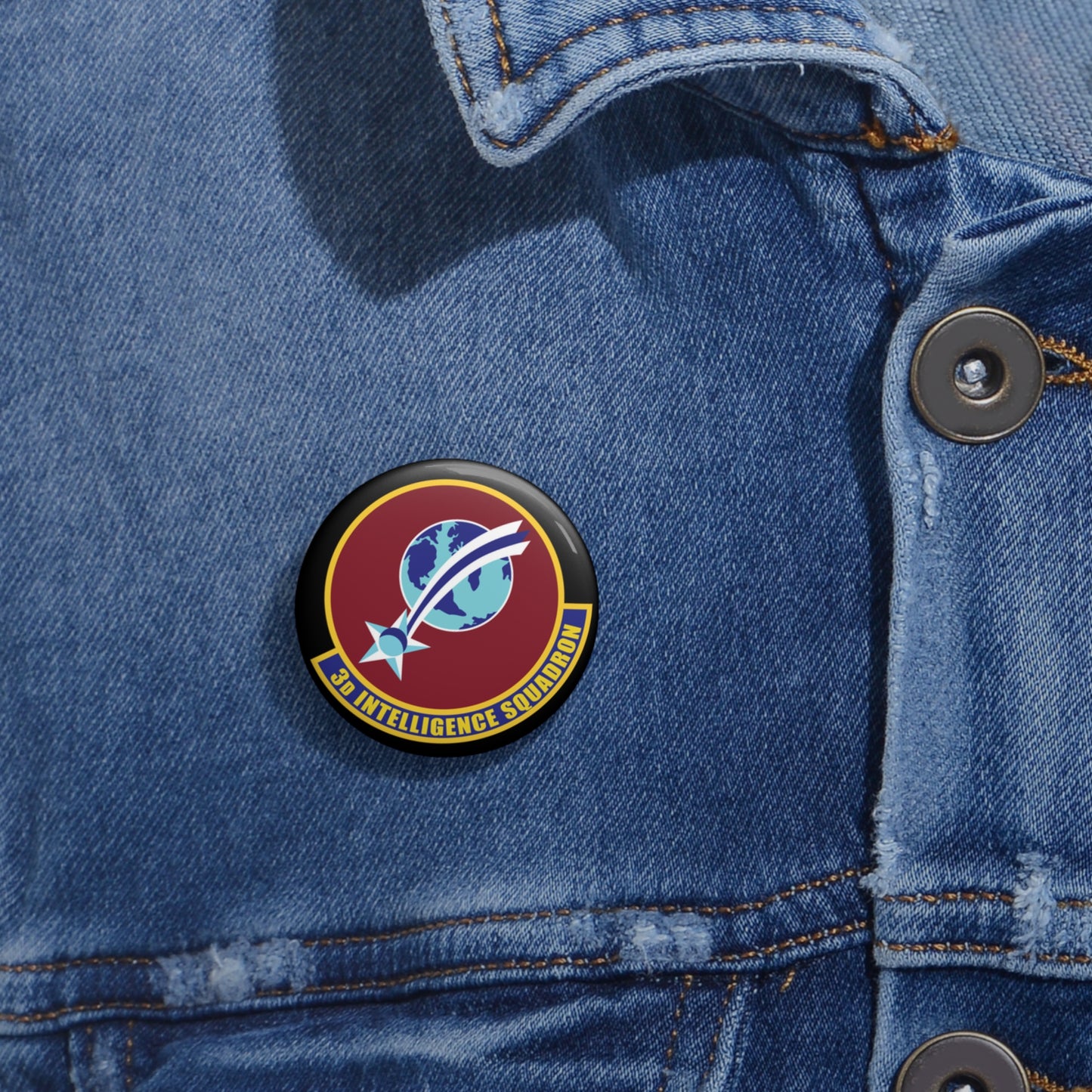 Custom Pin Button - USAF - 3rd Intelligence Squadron wo txt