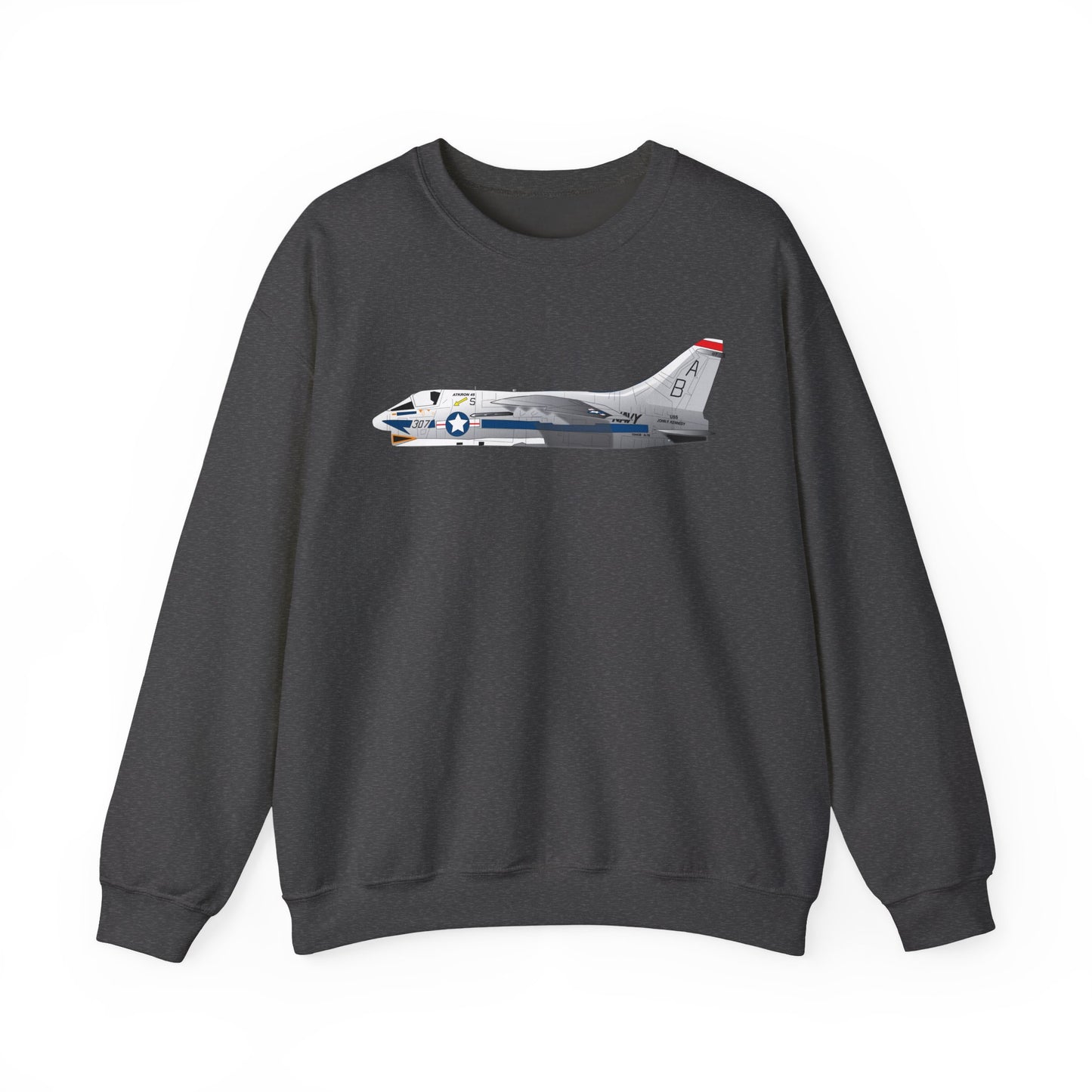 Crewneck Sweatshirt - Aircraft - Navy - A-7B Corsair II - Side X 300