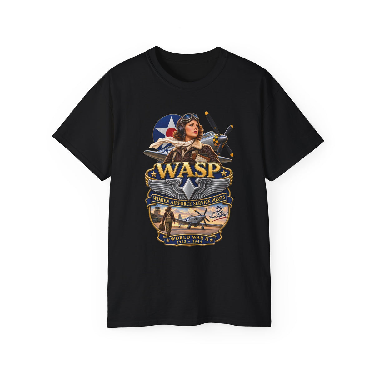 Unisex Ultra Cotton Tee - WASP - Women Airforce Service Pilot - WWII - 3D - Enhanced