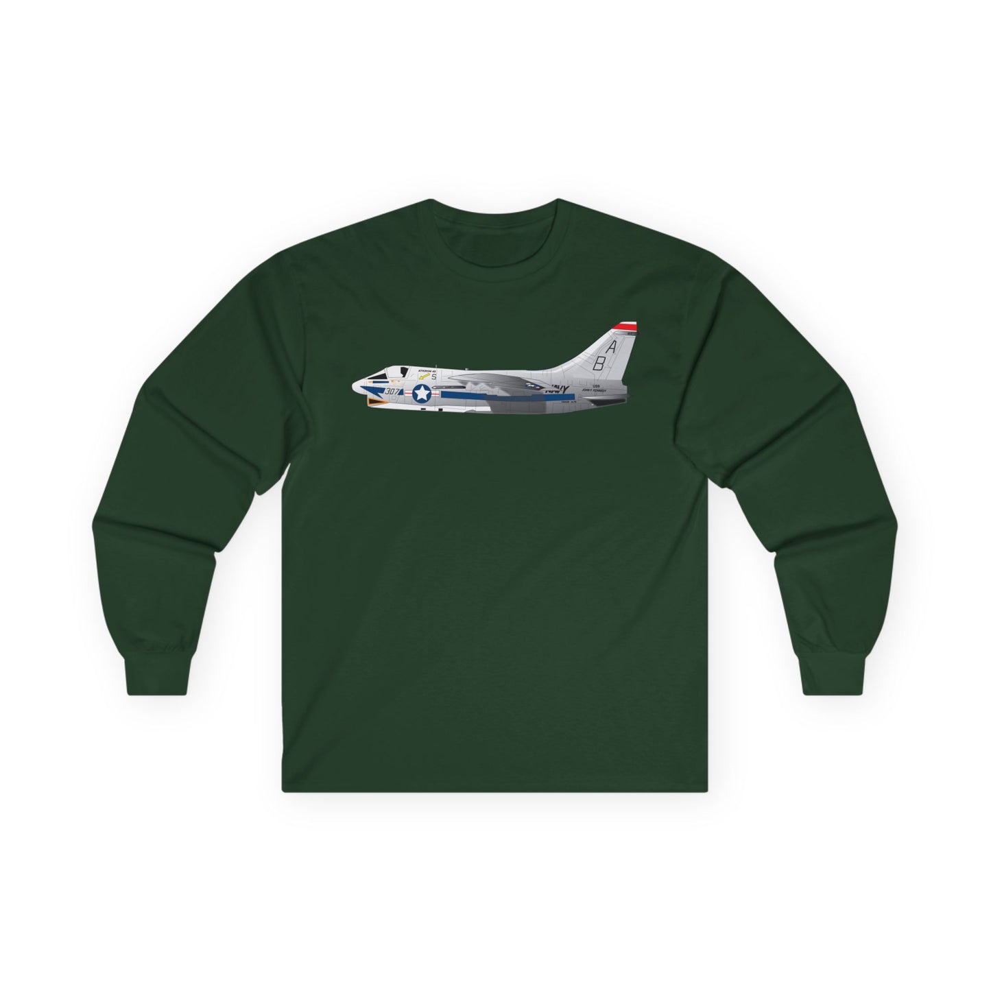Unisex Ultra Cotton Long Sleeve Tee - Aircraft - Navy - A-7B Corsair II - Side X 300