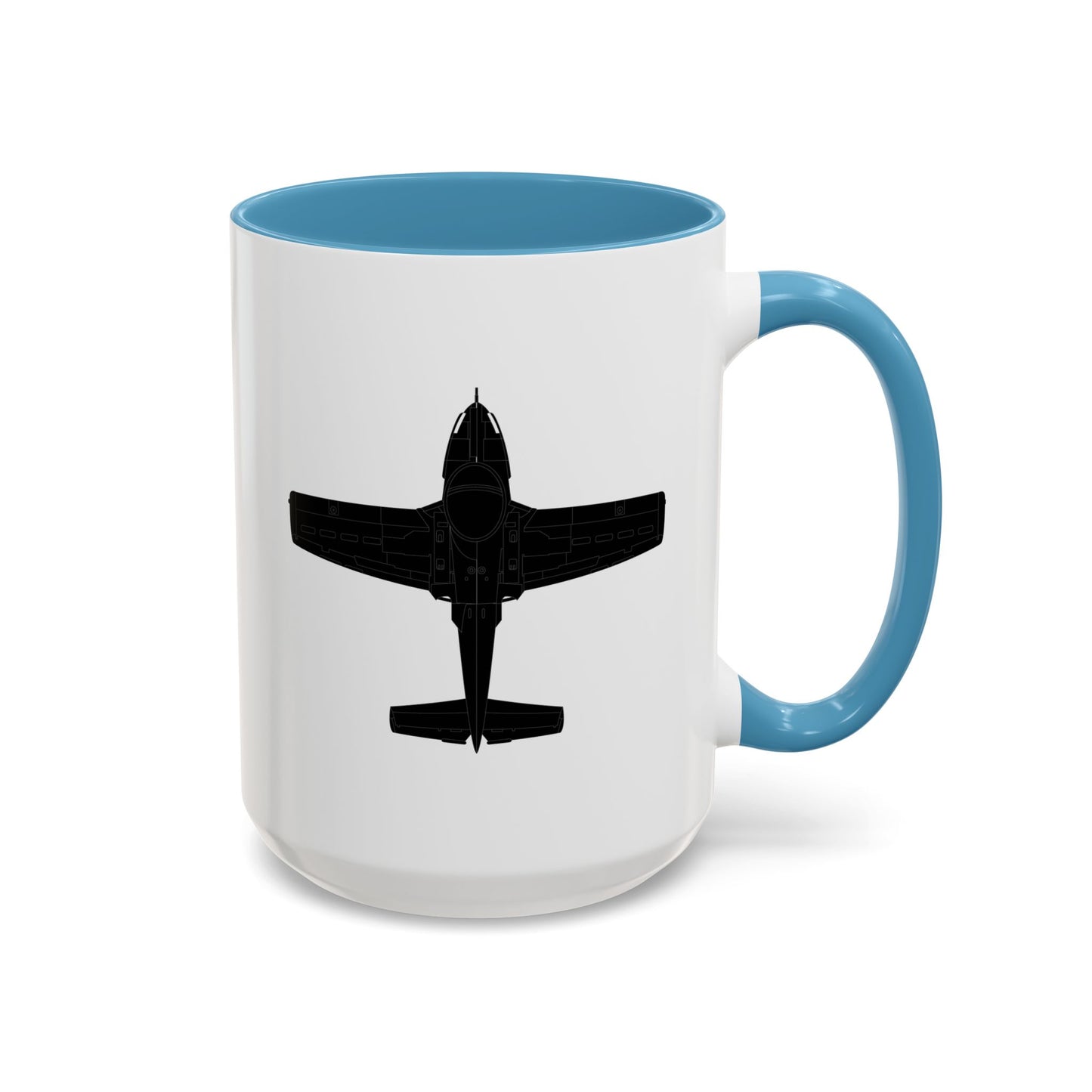 Accent Coffee Mug (11oz & 15oz) - Aircraft - T-37-Trainer - Top - Black - Metal X 300