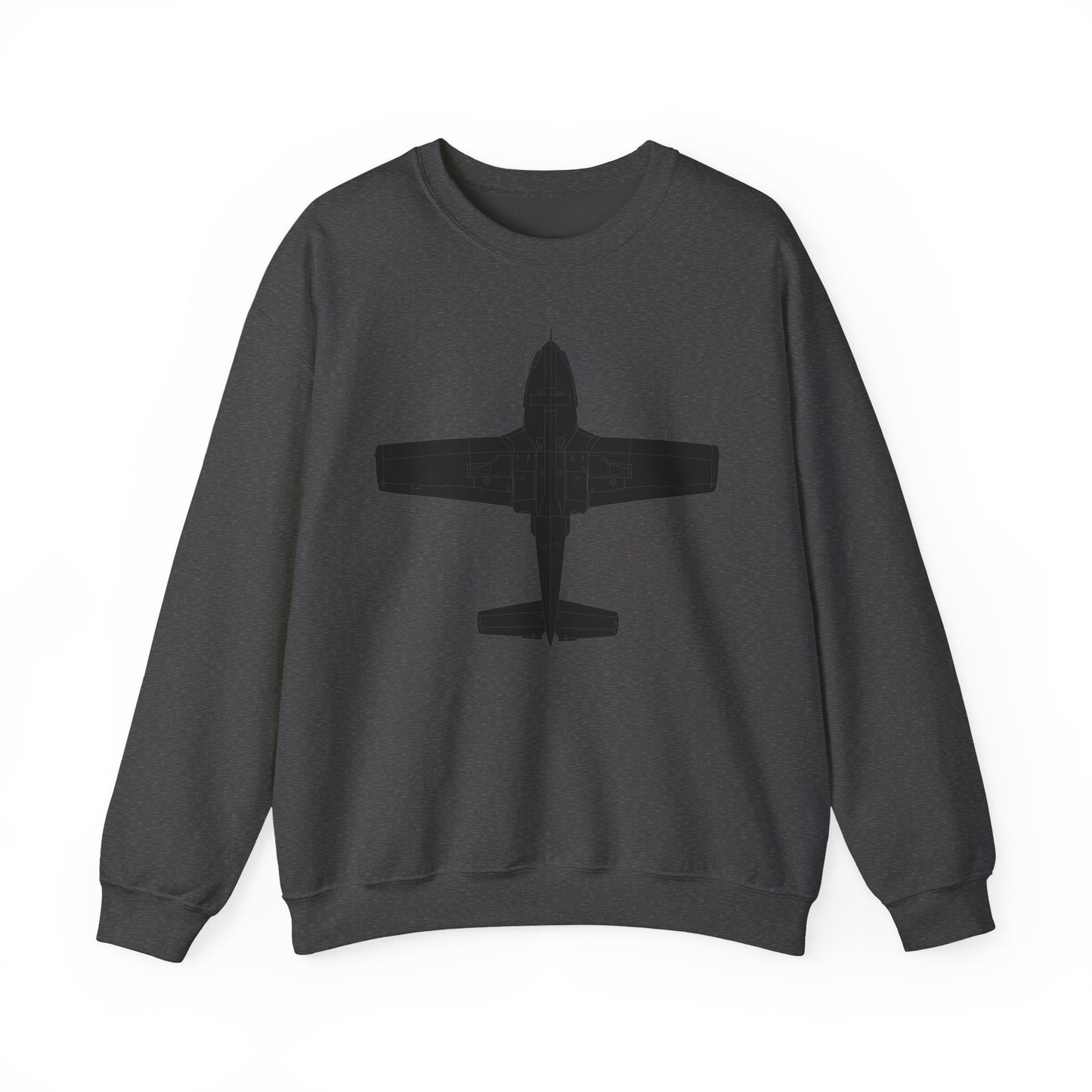 Crewneck Sweatshirt - Aircraft - T-37-Trainer - Bottom - Black - Metal X 300