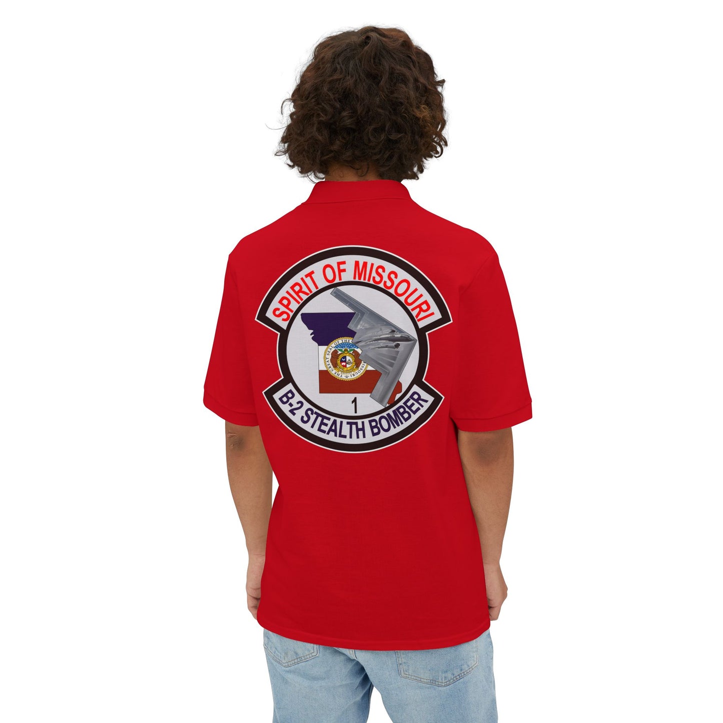 Men's Piqué Polo - USAF - B2 - Spirit of Missouri - Stealth Bomber wo Txt