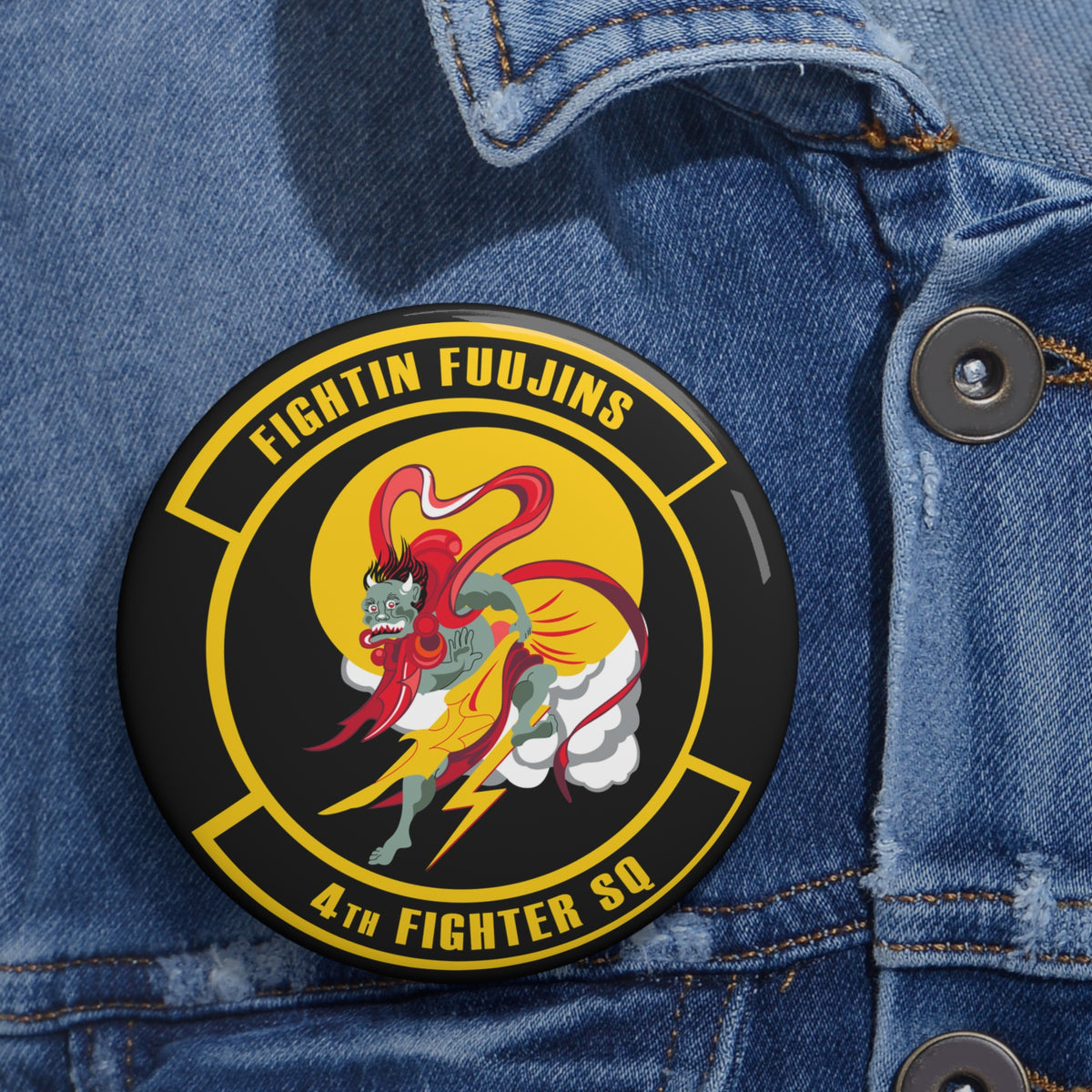 Custom Pin Button - USAF - 4th Fighter Squadron wo txt