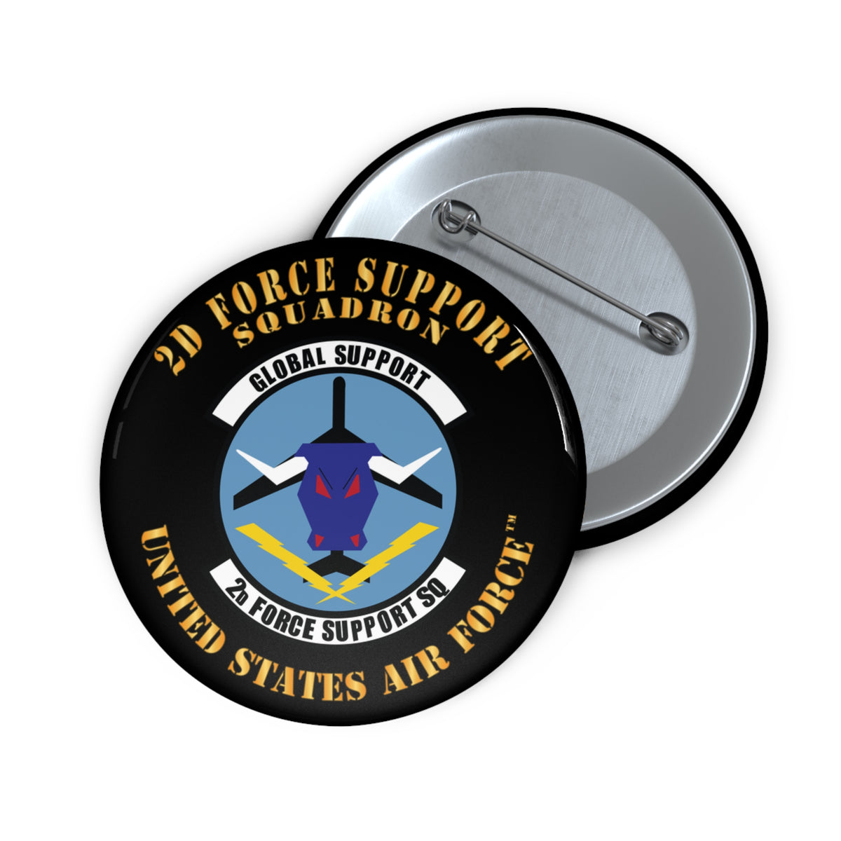 Custom Pin Button - USAF - 2d Force Support Squadron