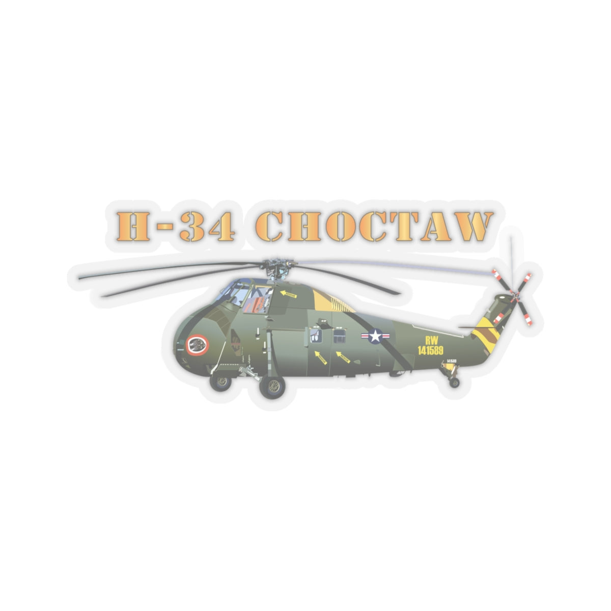 Kiss-Cut Stickers - H-34 Choctaw with Txt X 300