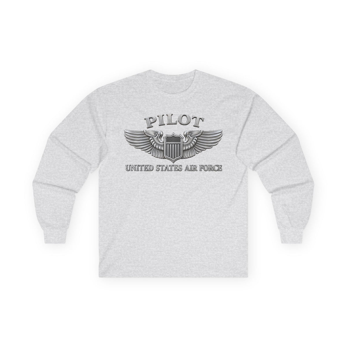 Unisex Ultra Cotton Long Sleeve Tee - USAF - Basic Pilot Badge - United States Air Force - 3D - Enhanced