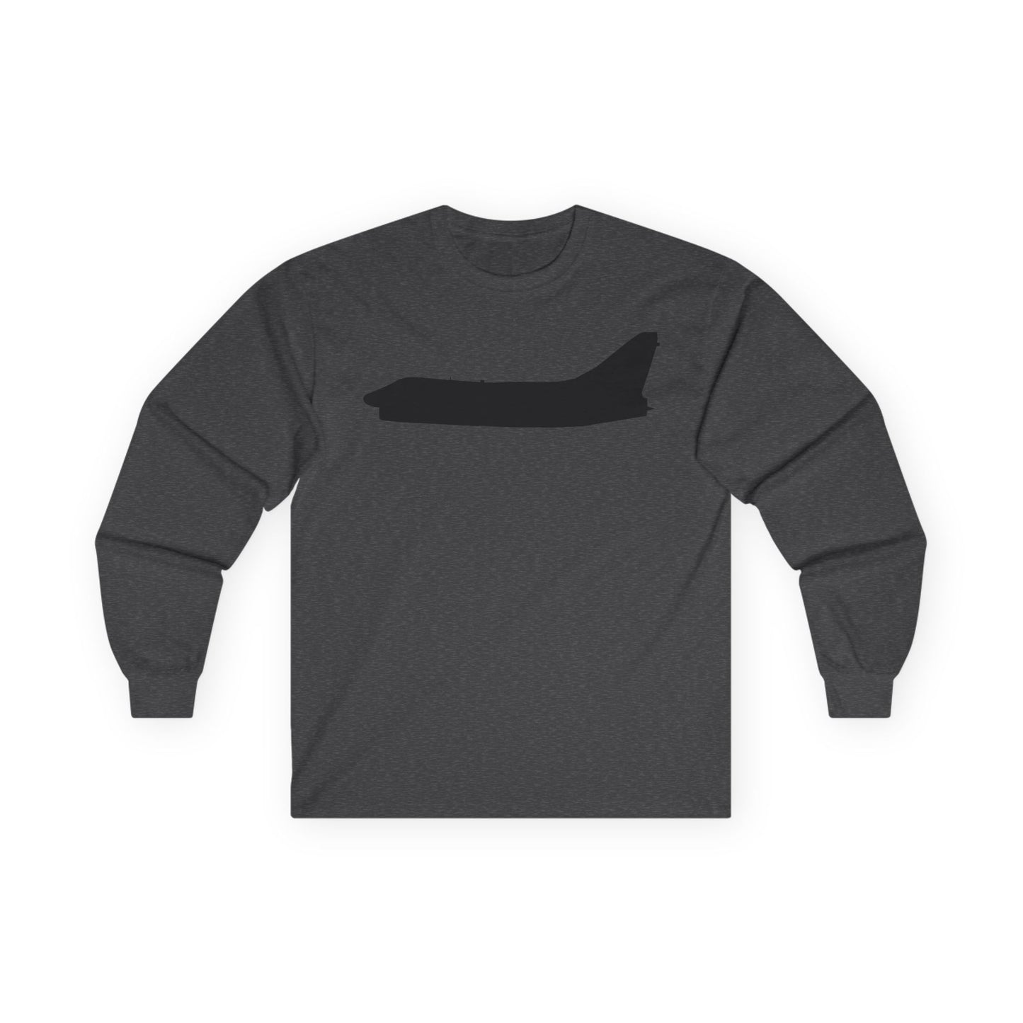 Unisex Ultra Cotton Long Sleeve Tee - Aircraft - Navy - A-7B Corsair II - Side - Silhouette X 300