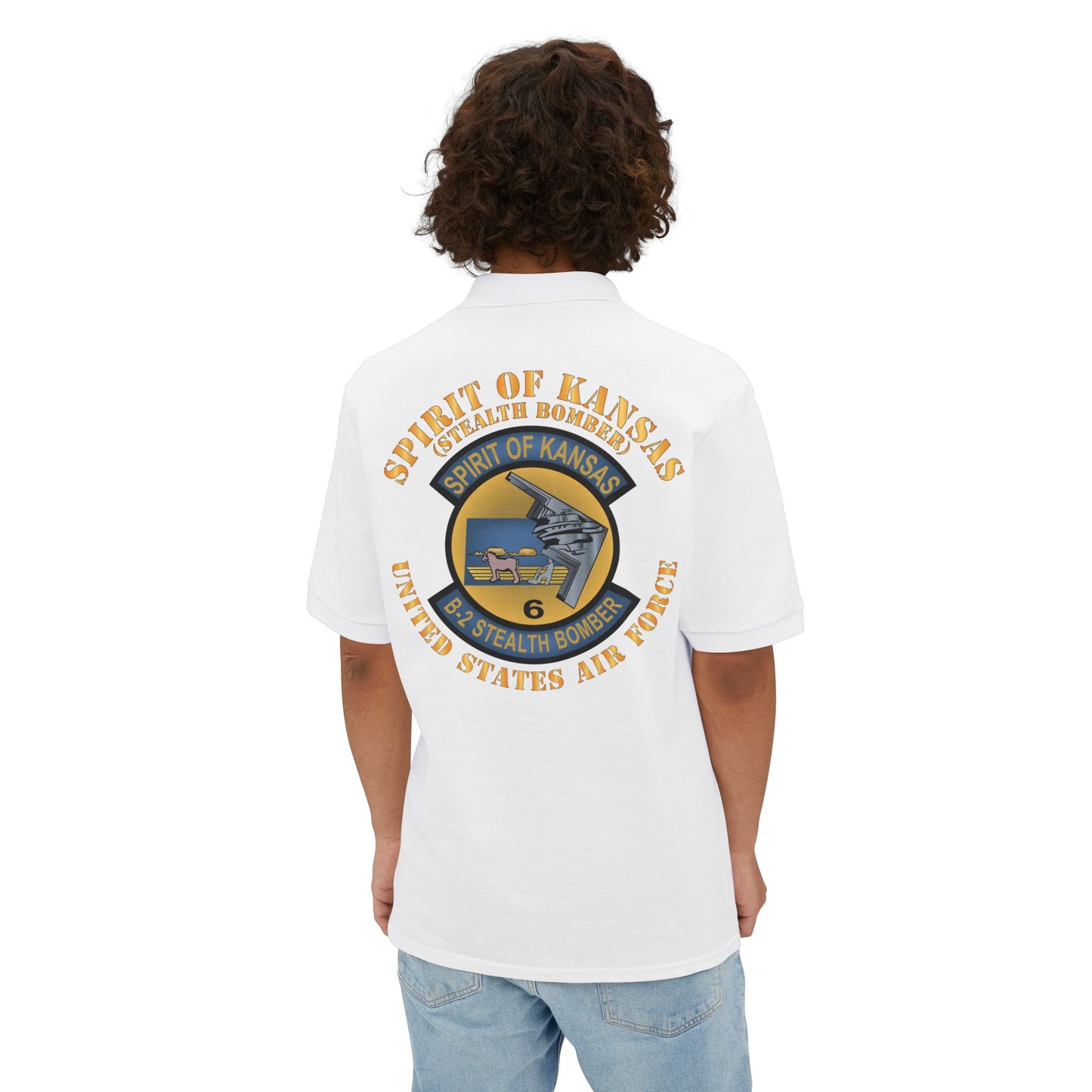 Men's Piqué Polo - USAF - B2 - Spirit of Kansas - Stealth Bomber X 300