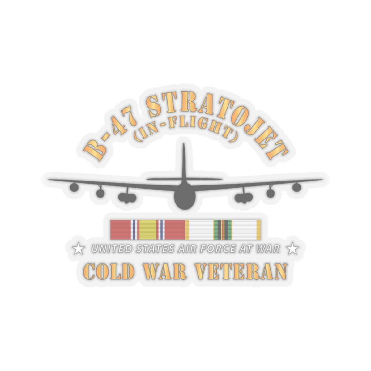 Kiss-Cut Stickers - USAF - B-47 Stratojet - In Flt - Silhouette - Cold War Veteran X 300
