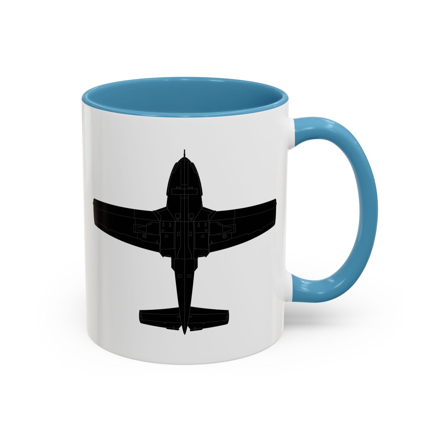 Accent Coffee Mug (11oz & 15oz) - Aircraft - T-37-Trainer - Bottom - Black - Metal X 300