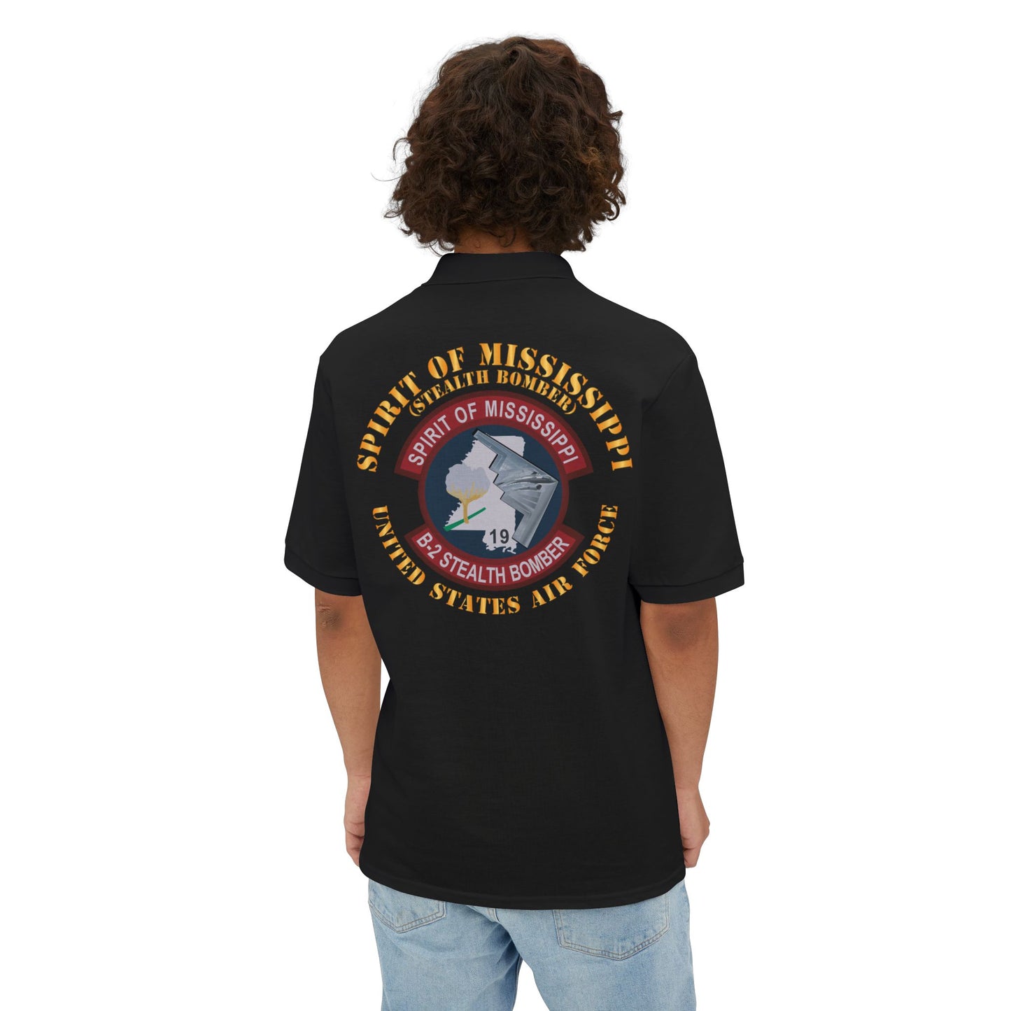 Men's Piqué Polo - USAF - B2 - Spirit of Mississippi - Stealth Bomber X 300