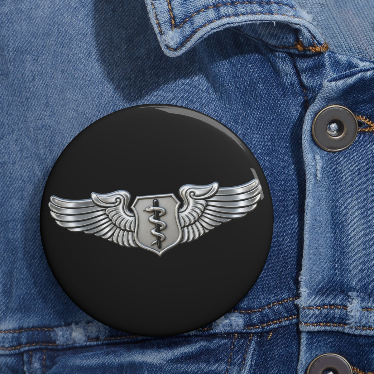 Custom Pin Button - USAF - Flight Surgeon Badge wo txt - 3D - Enhanced