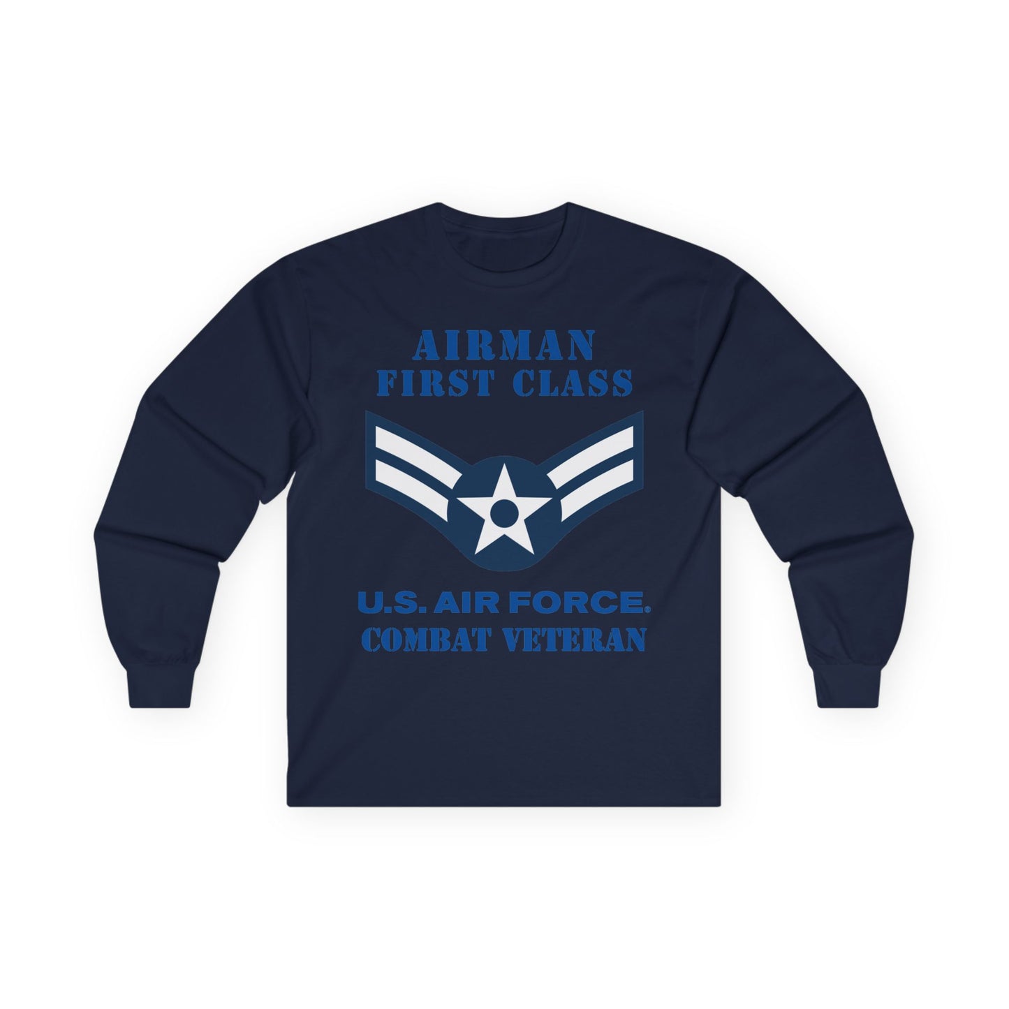Unisex Ultra Cotton Long Sleeve Tee - USAF - Airman - First Class (E3) - 2020 - Combat Veteran