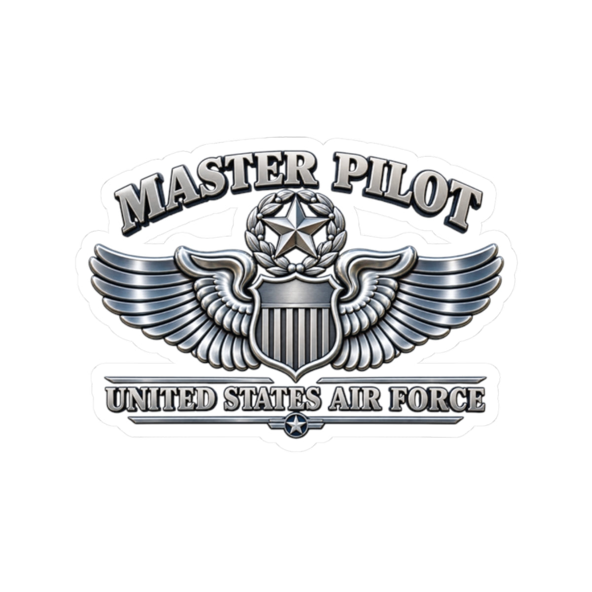 Kiss-Cut Stickers - USAF - Master Pilot Badge - United States Air Force - 3D - Enhanced