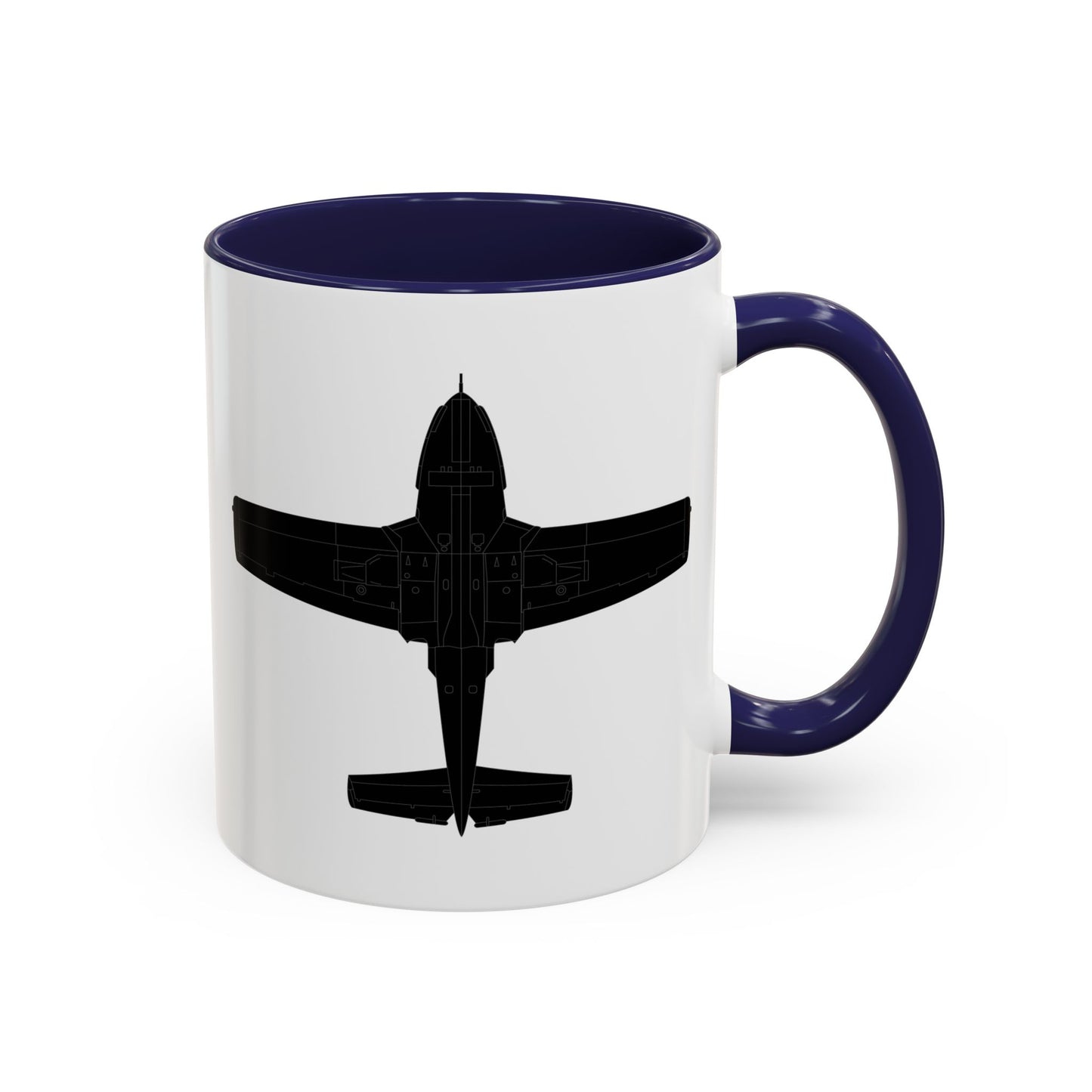 Accent Coffee Mug (11oz & 15oz) - Aircraft - T-37-Trainer - Bottom - Black - Metal X 300