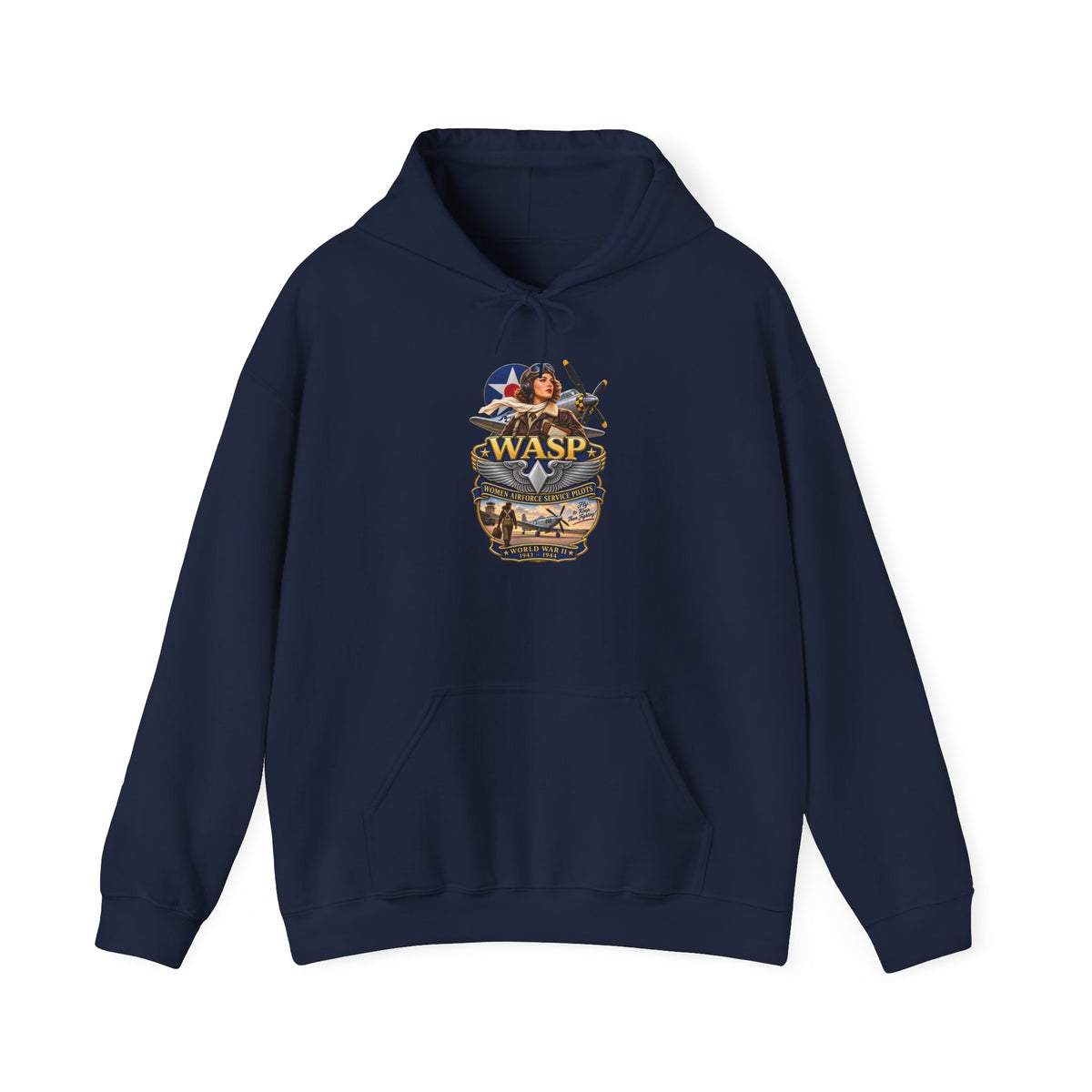 Unisex Heavy Blend Hooded Sweatshirt - WASP - Women Airforce Service Pilot - WWII - 3D - Enhanced