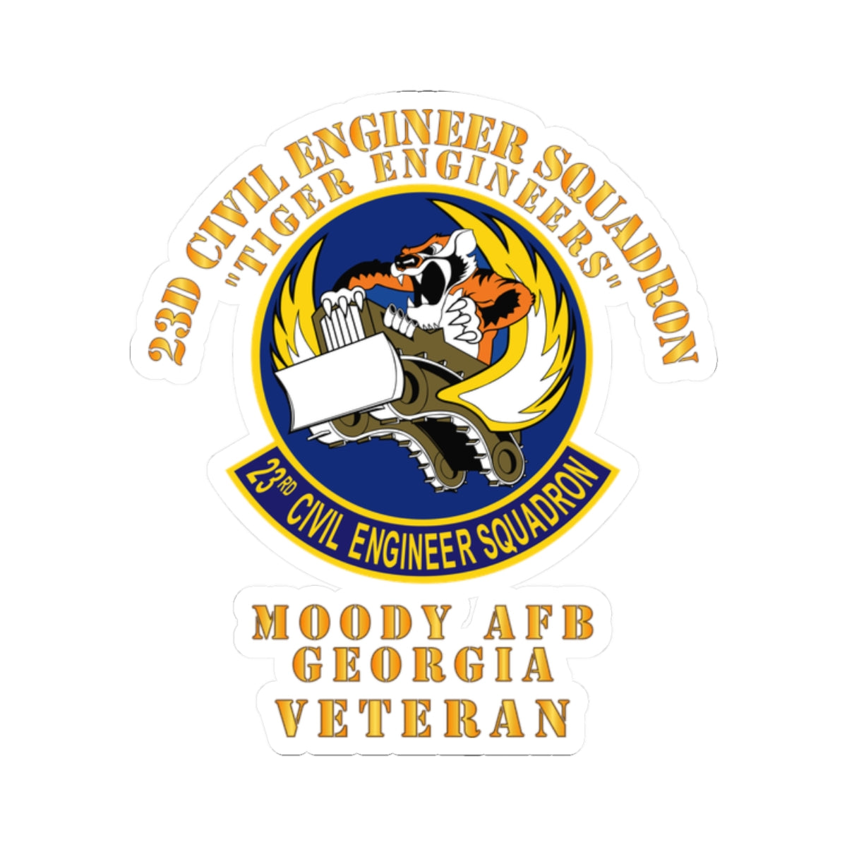 Kiss-Cut Stickers - USAF - 23d Civil Engineer Squadron - Tiger Engineers - Moody AFB, GA