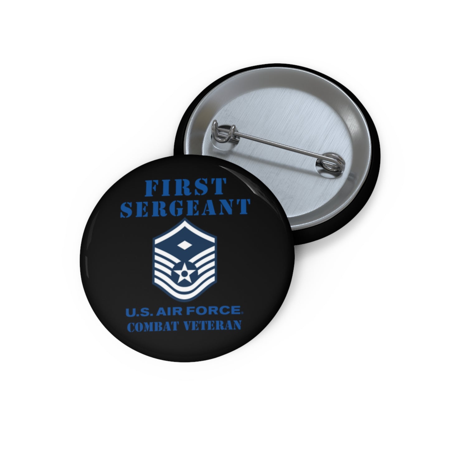 Custom Pin Button - USAF - First Sergeant (E7b) - 2020 - Combat Veteran
