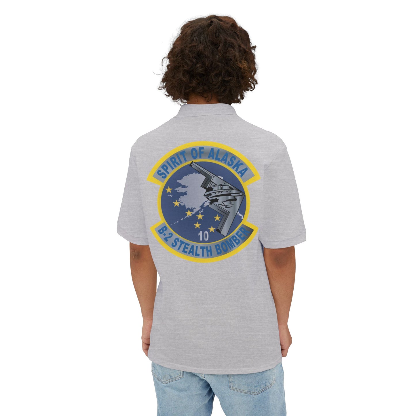 Men's Piqué Polo - USAF - B2 - Spirit of Alaska - Stealth Bomber wo txt X 300