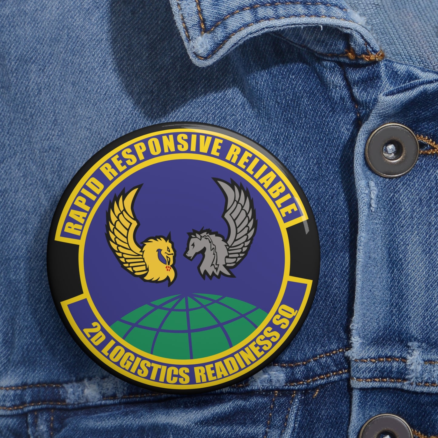 Custom Pin Button - USAF - 2d Logistics Readiness Squadron wo txt