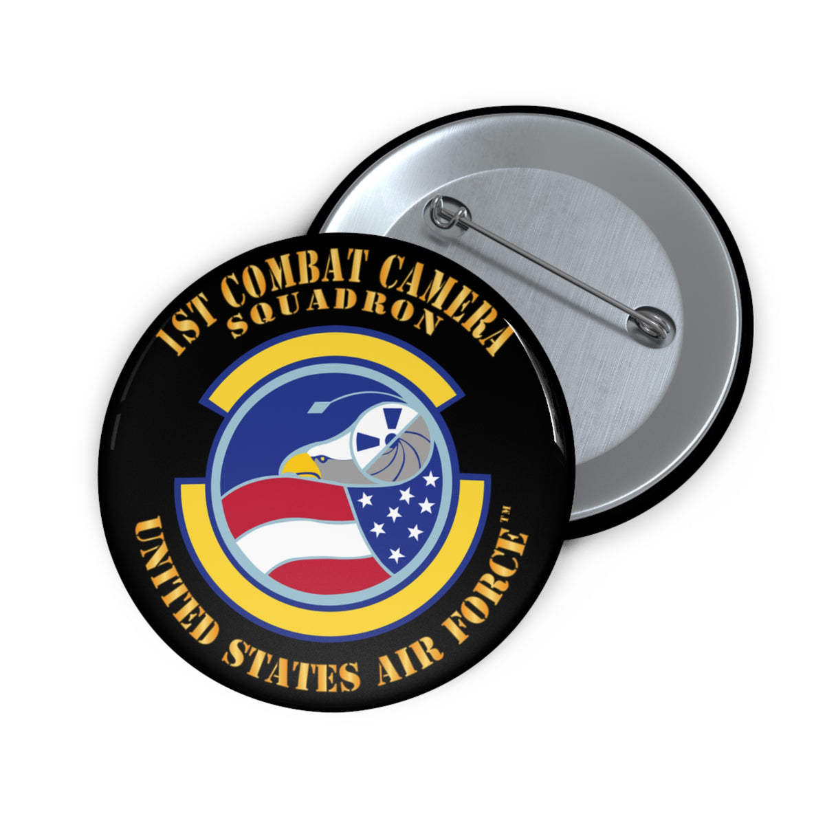 Custom Pin Button - USAF -  1st Combat Camera Squadron