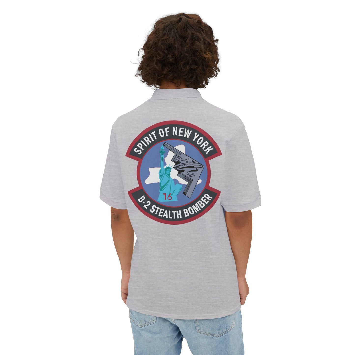 Men's Piqué Polo - USAF - B2 - Spirit of New York - Stealth Bomber wo txt X 300