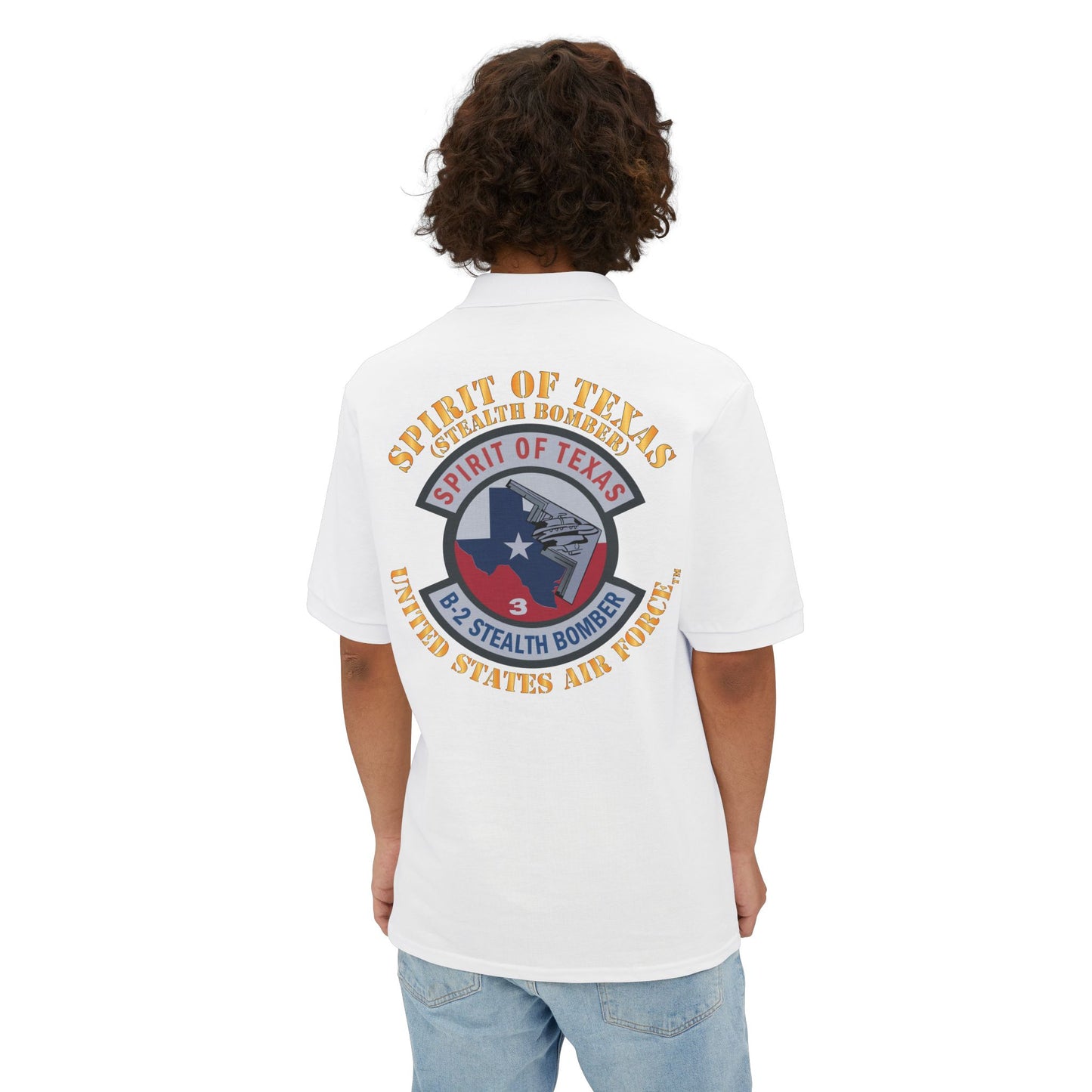 Men's Piqué Polo - USAF - B2 - Spirit of Texas - Stealth Bomber X 300