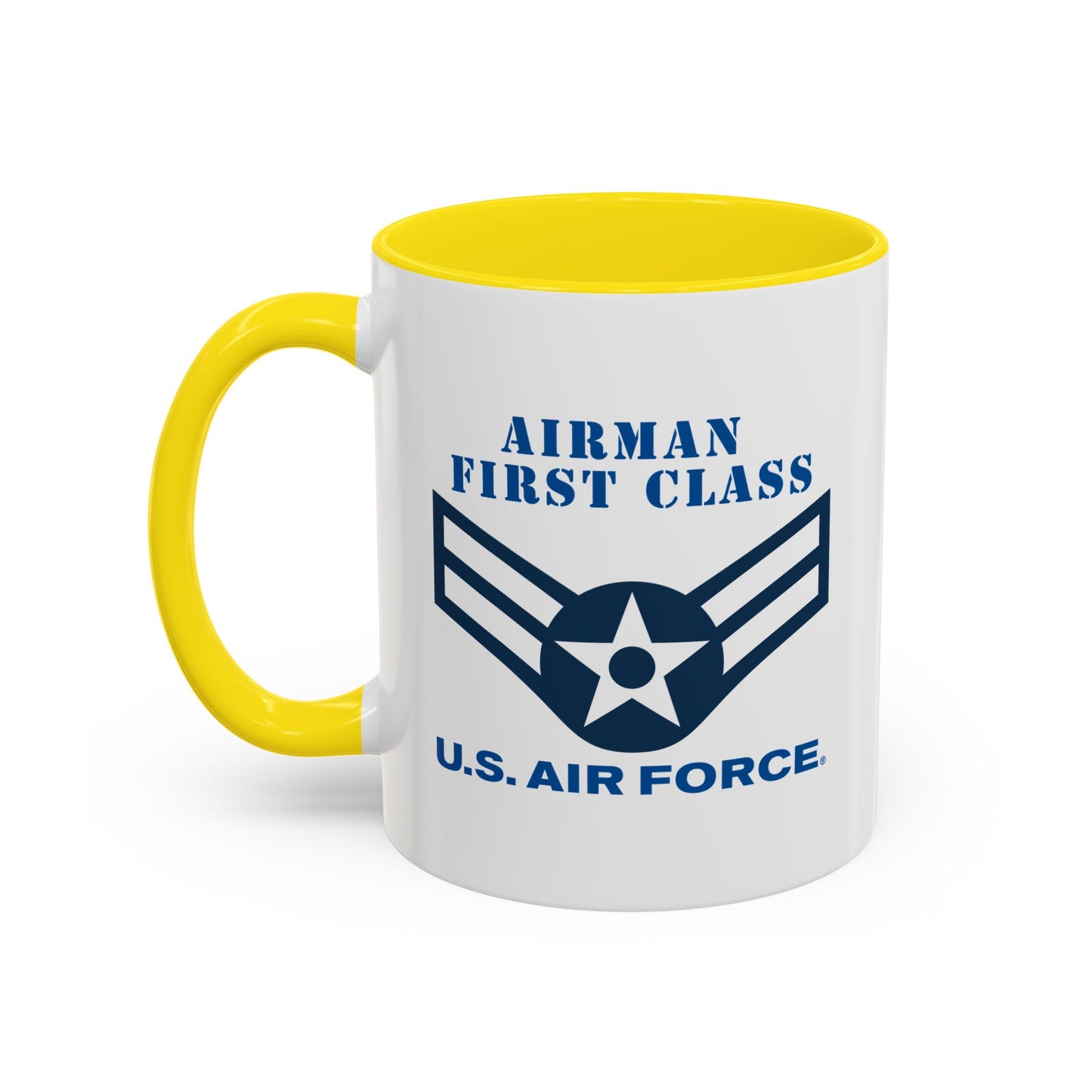 Accent Coffee Mug (11oz & 15oz) - USAF - Airman - First Class (E3) - 2020 - US Air Force w Text X 300