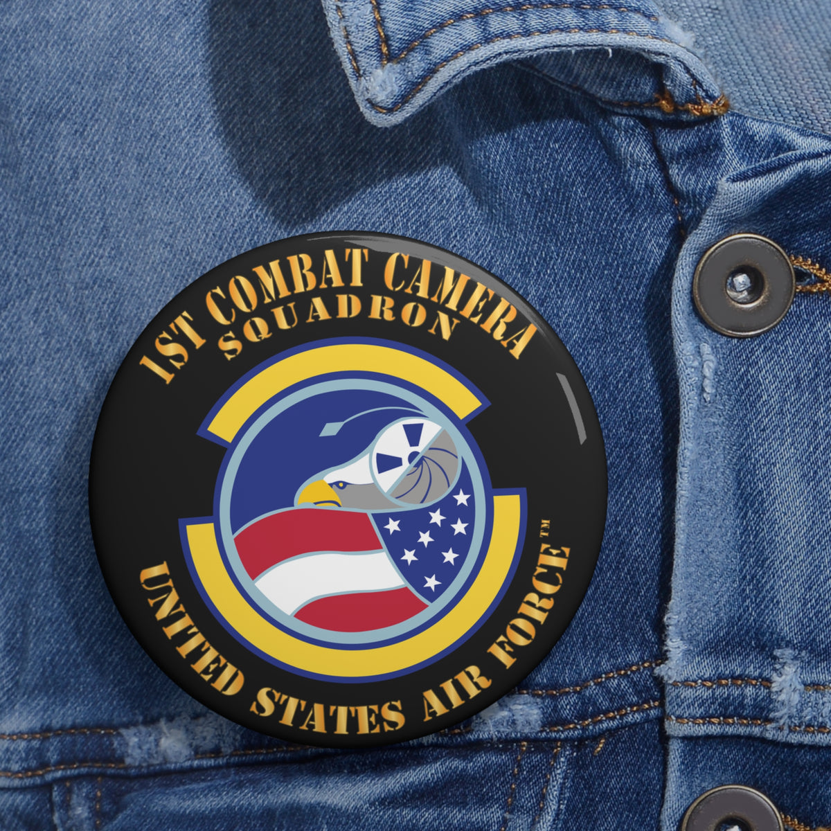 Custom Pin Button - USAF -  1st Combat Camera Squadron