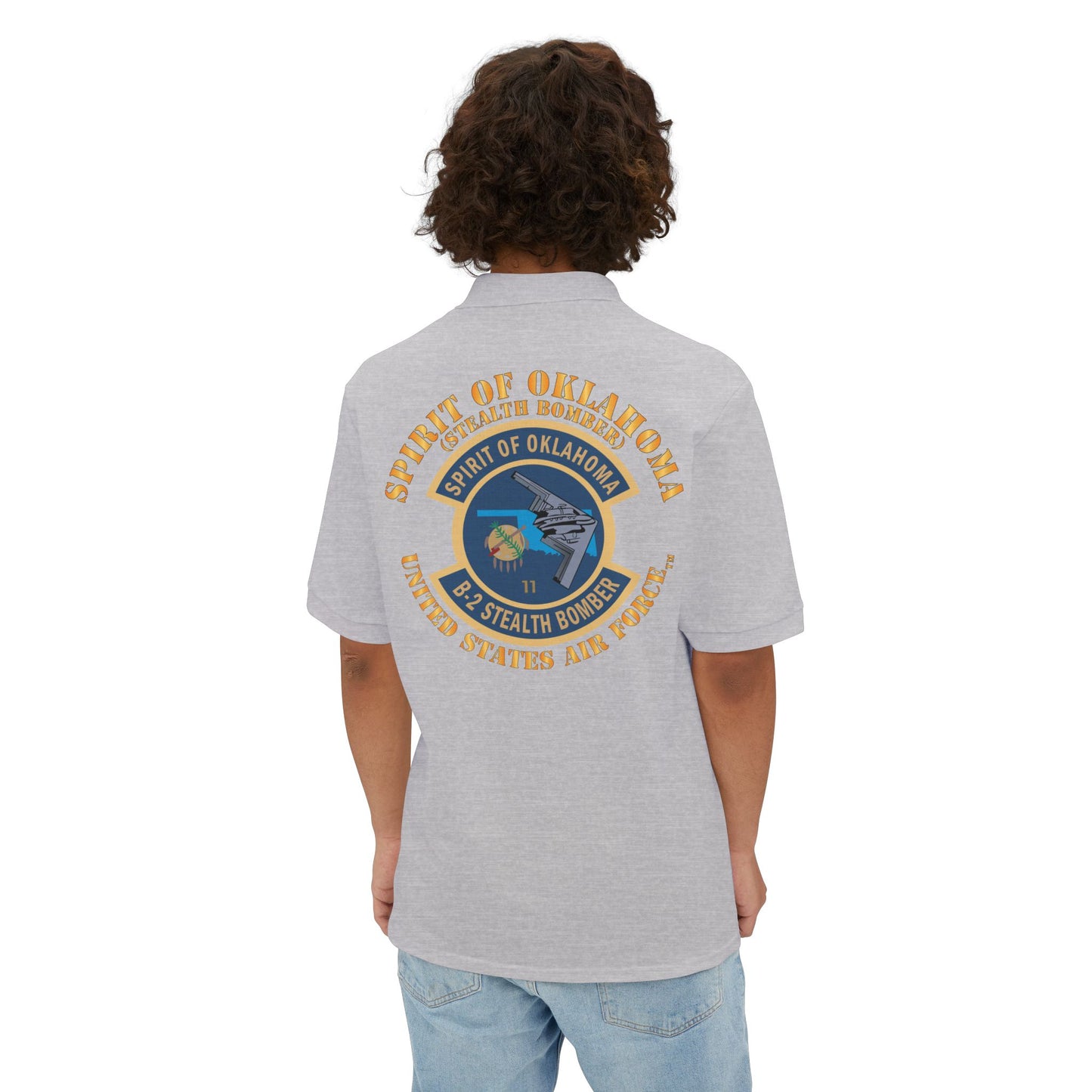 Men's Piqué Polo - USAF - B2 - Spirit of Oklahoma - Stealth Bomber X 300