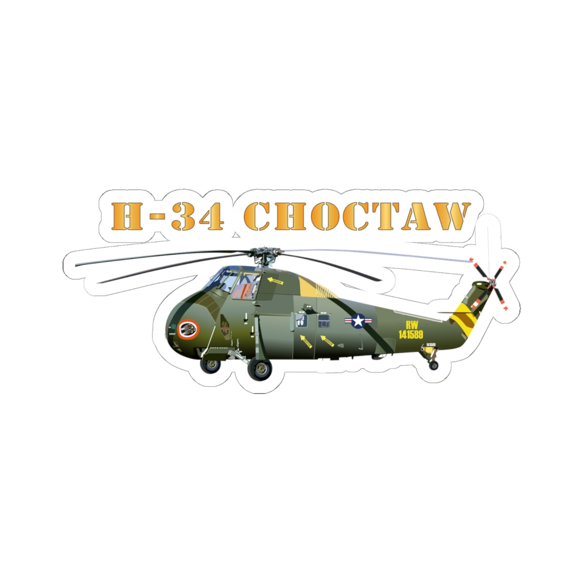 Kiss-Cut Stickers - H-34 Choctaw with Txt X 300